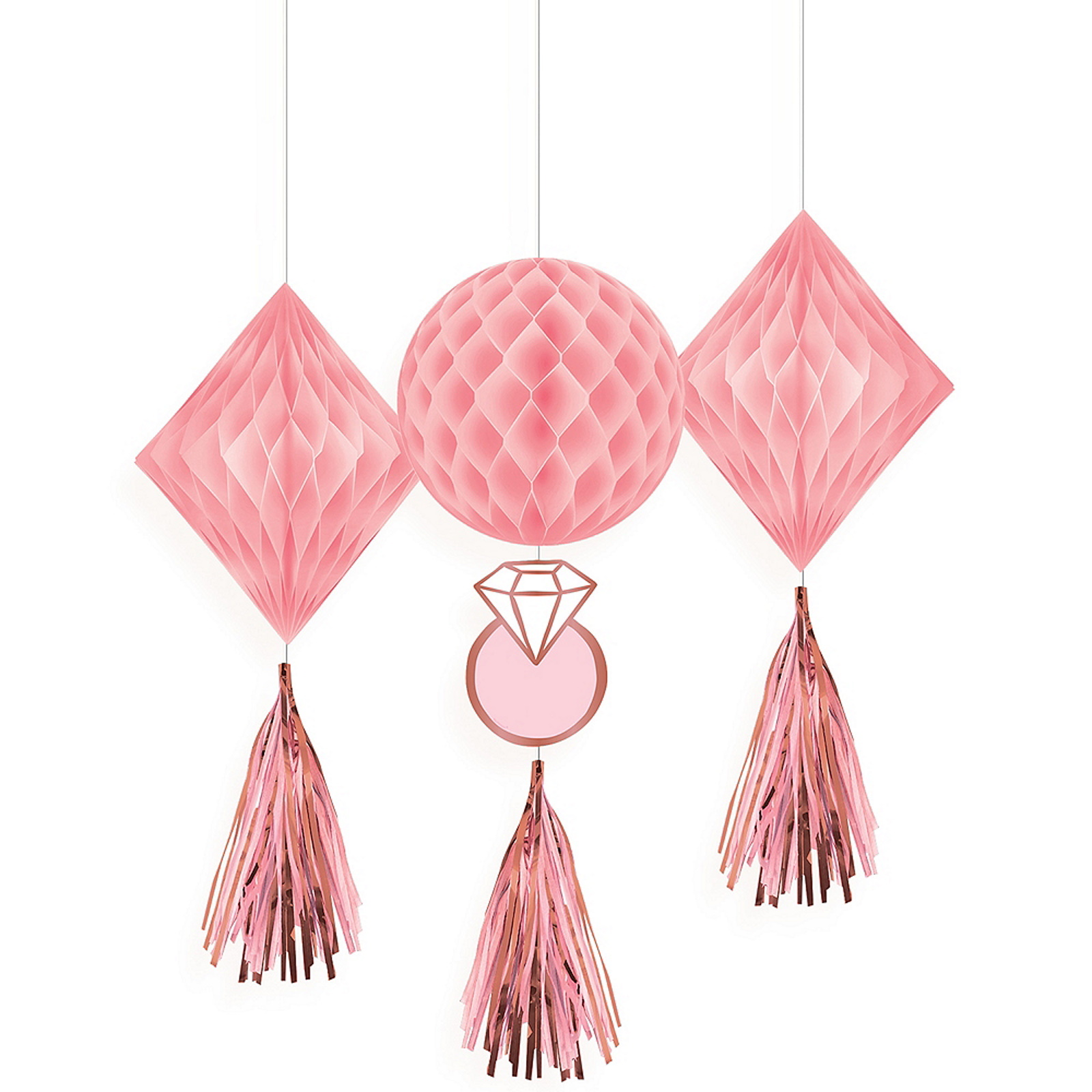 Blush Bridal Shower Honeycomb Hanging Decorations