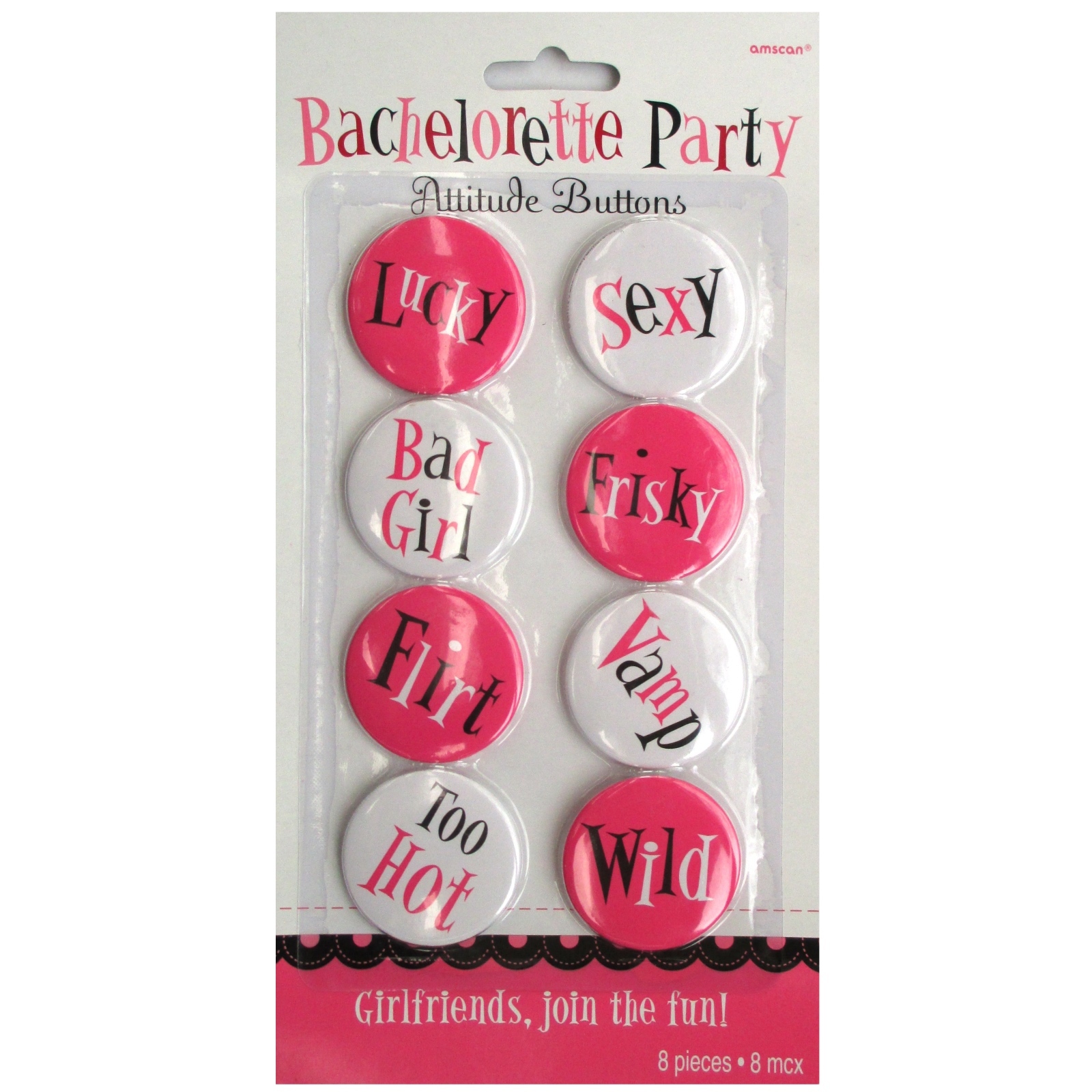 Bachelorette Attitude Buttons (Pack of 8)