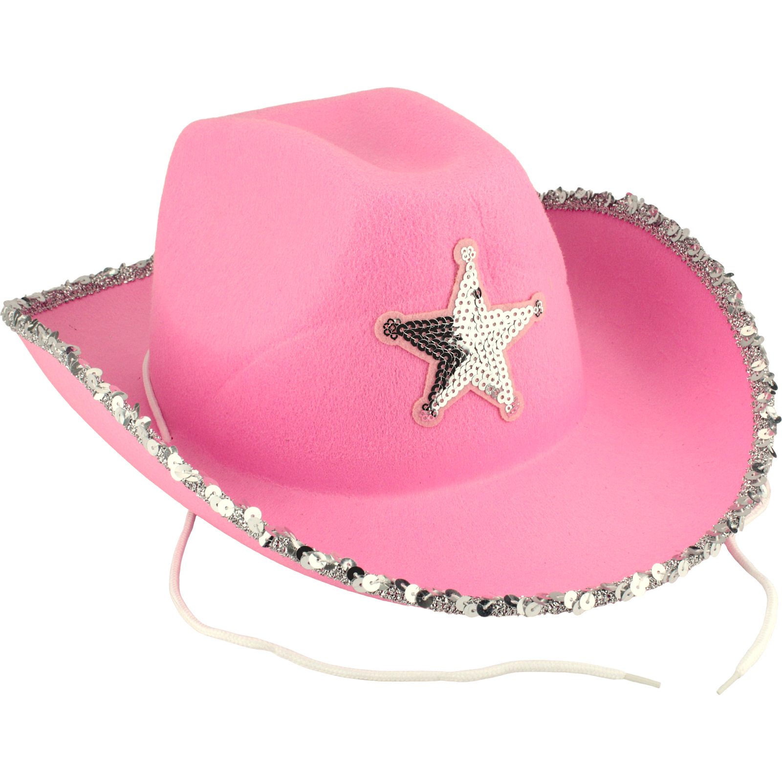 Light Pink Cowboy Star Hat With Silver Sequins