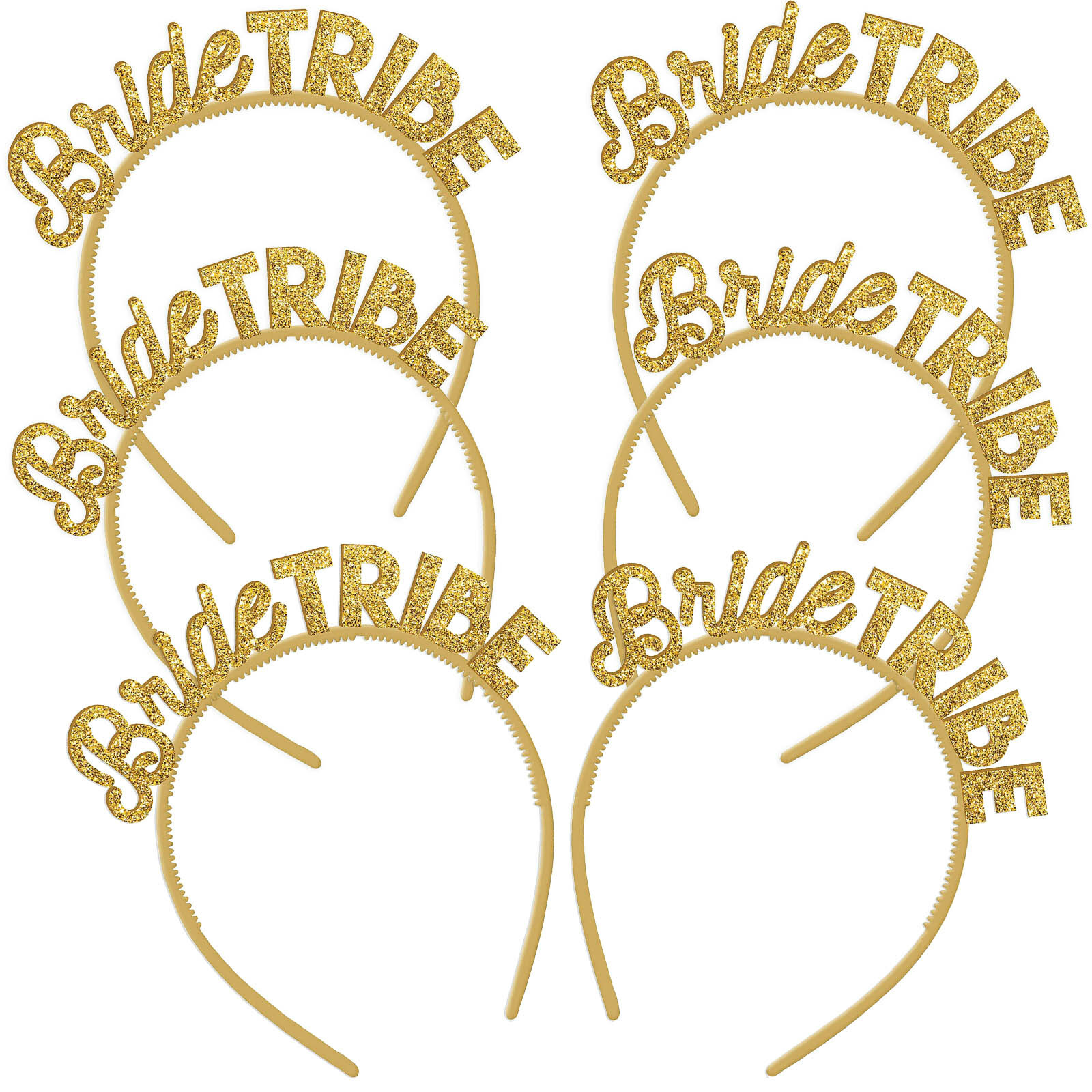 Gold Glitter Bride Tribe Headband (Pack of 6)