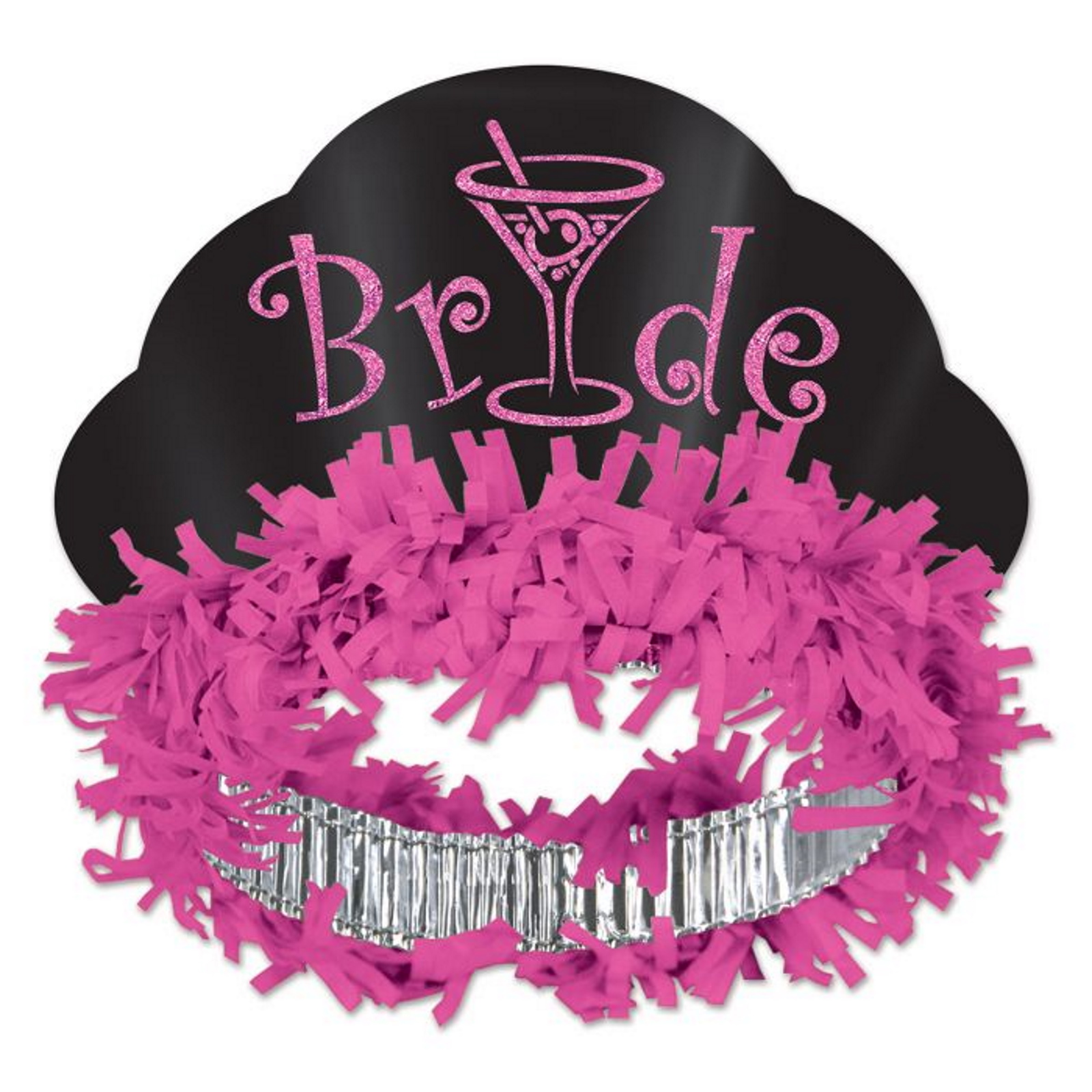Hot Pink Glittered Bride Headband