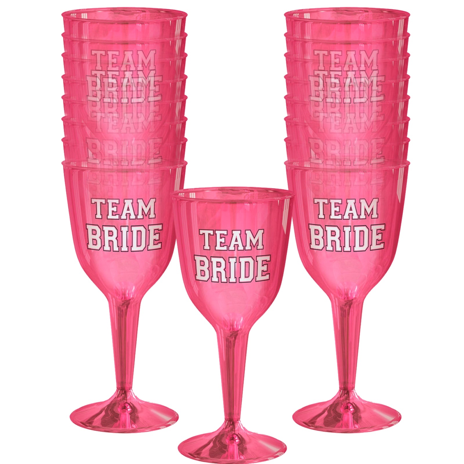 Team Bride Plastic Wine Glasses (Pack of 16)
