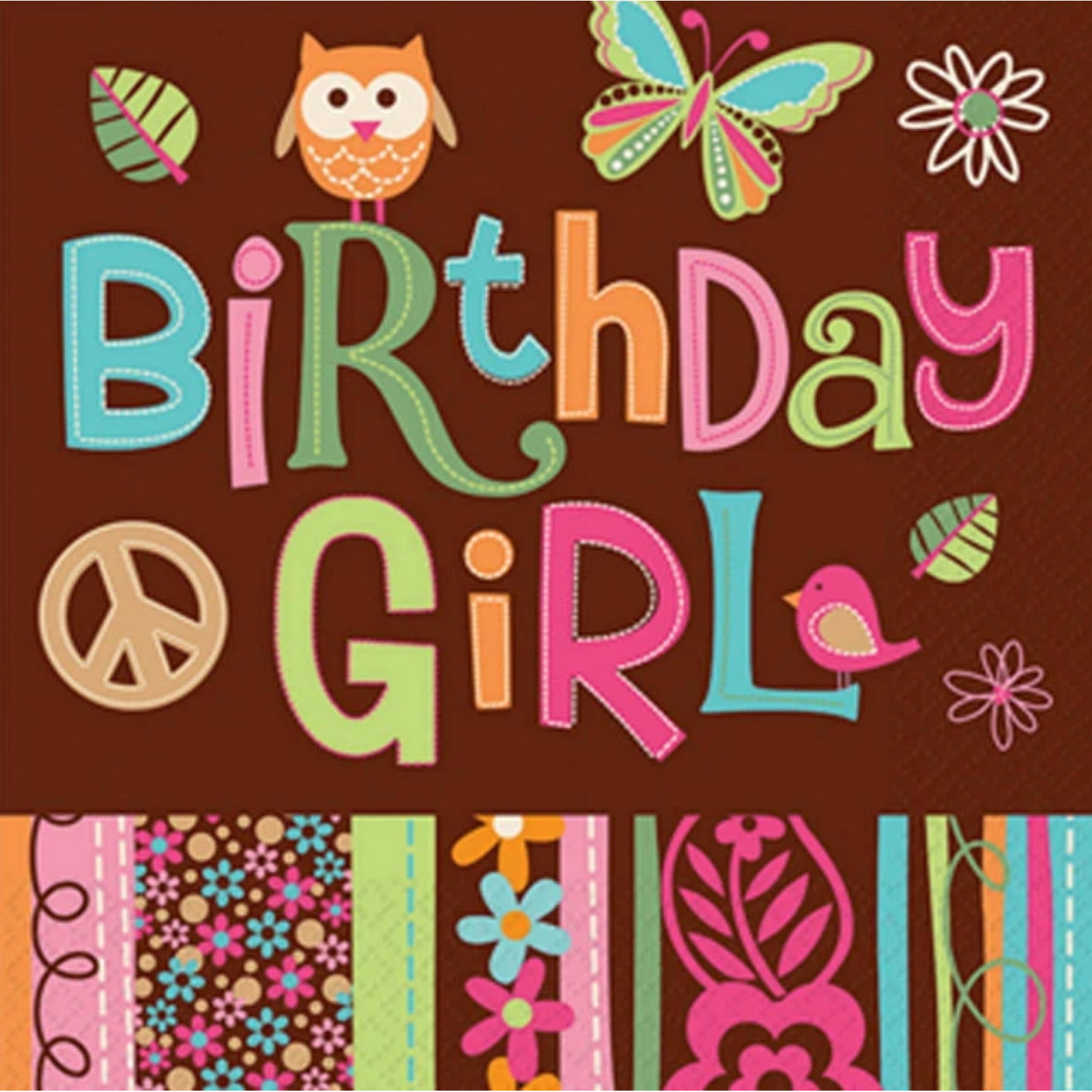 Boho Hippie Chick Large Napkins / Serviettes (Pack of 16)