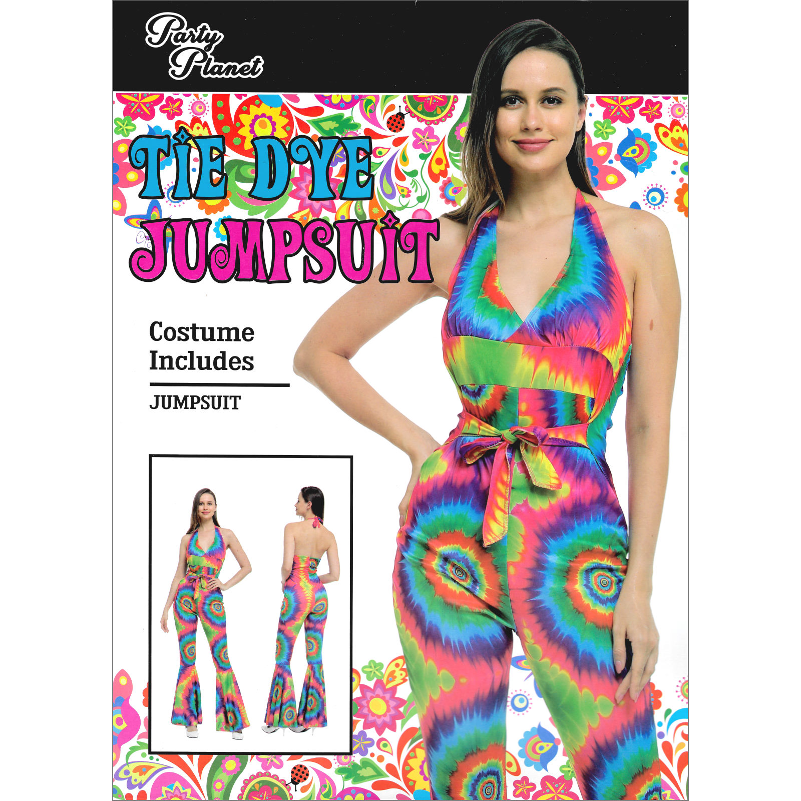 Tie Dye Jumpsuit Ladies Costume Medium