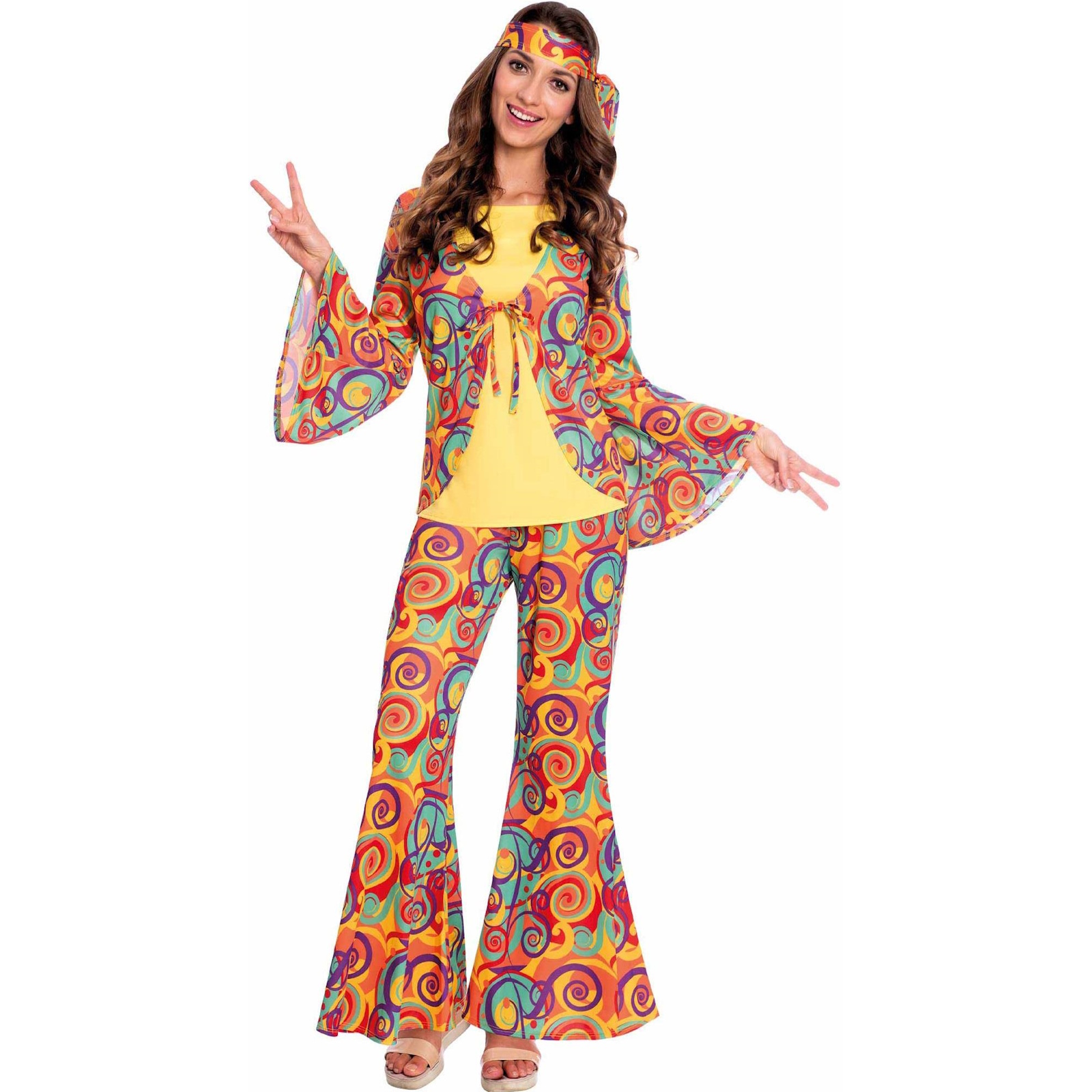 Hippie Woman Colourful Swirl Pattern Womens Costume