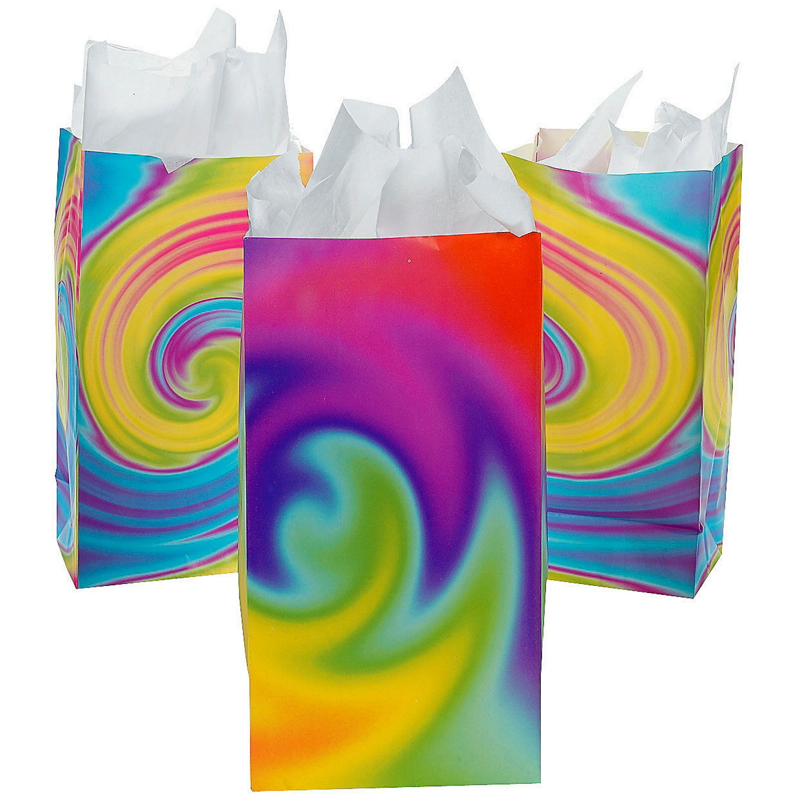 Tie Dye Swirl Paper Party Bags (Pack of 12) 