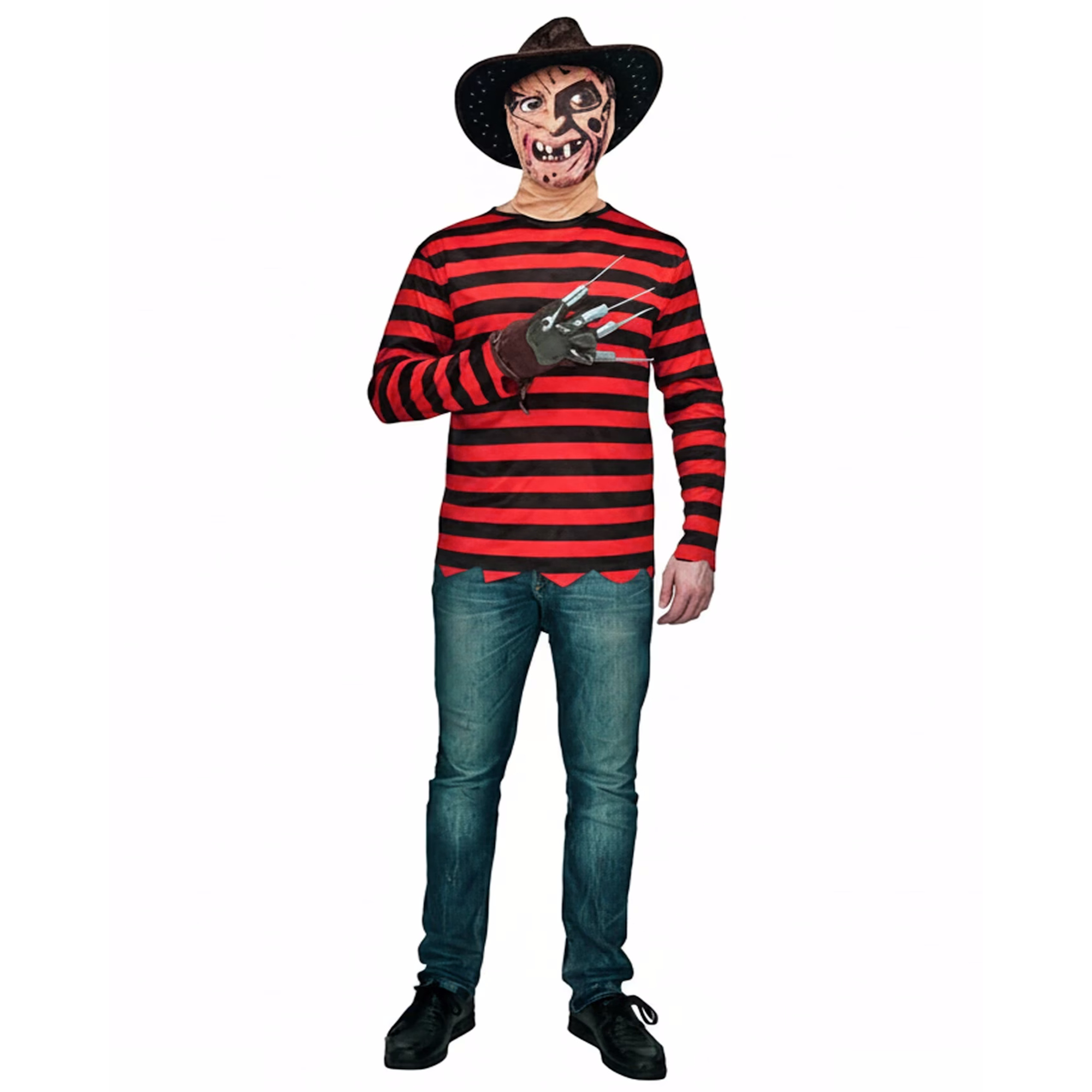 Men's Red Black Stripe Killer Costume 