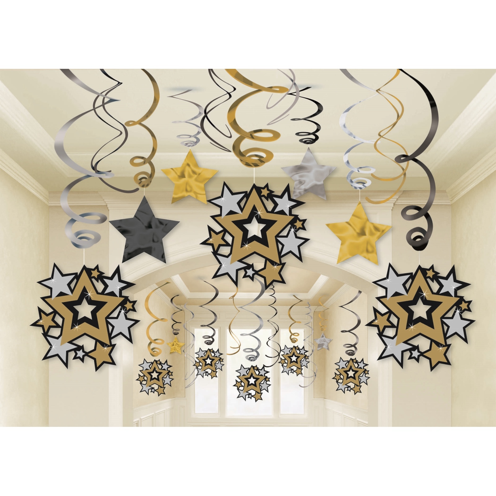 Hollywood Star Swirl Decorations (Value Pack of 30)
