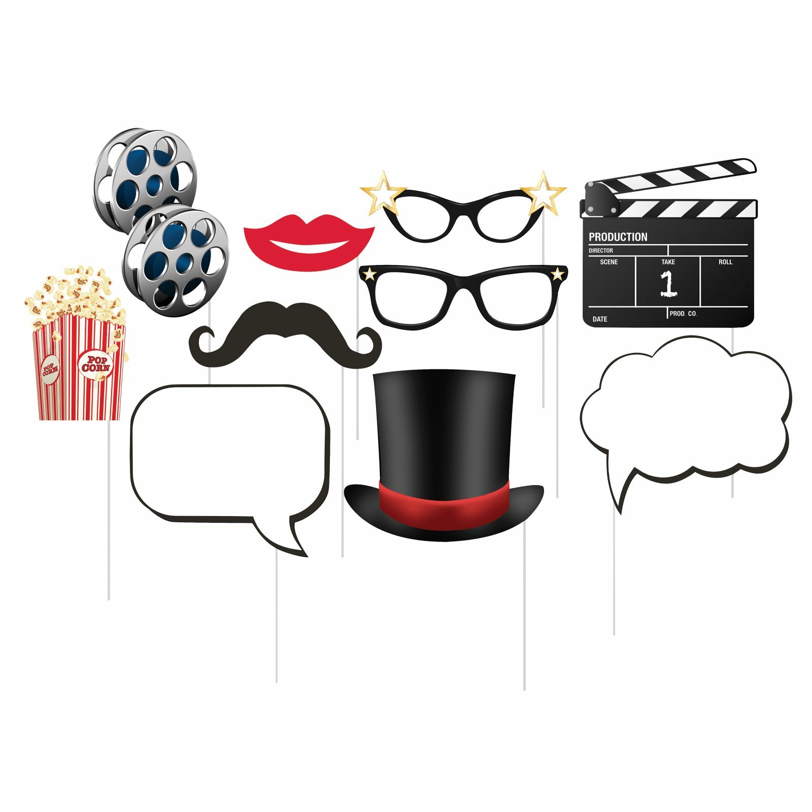 Hollywood Photo Booth Props (Pack of 10)