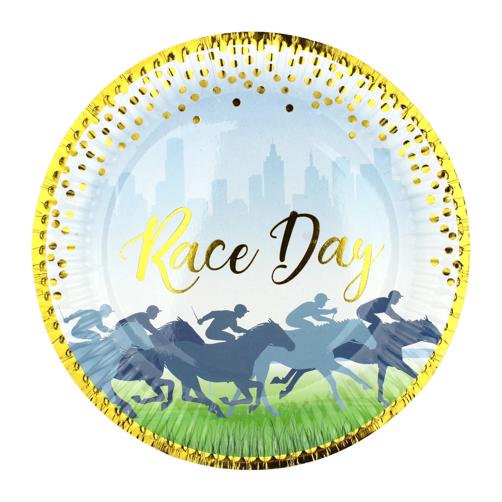 Race Day Small Paper Plates (Bulk Pack of 50)