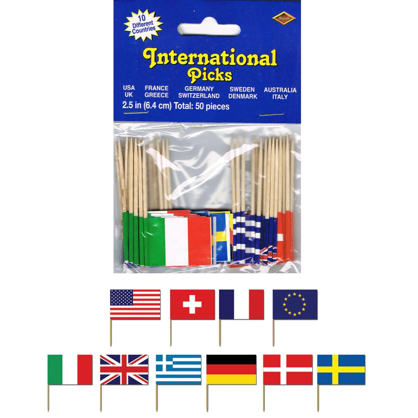 International Flags Picks (Pack of 50)