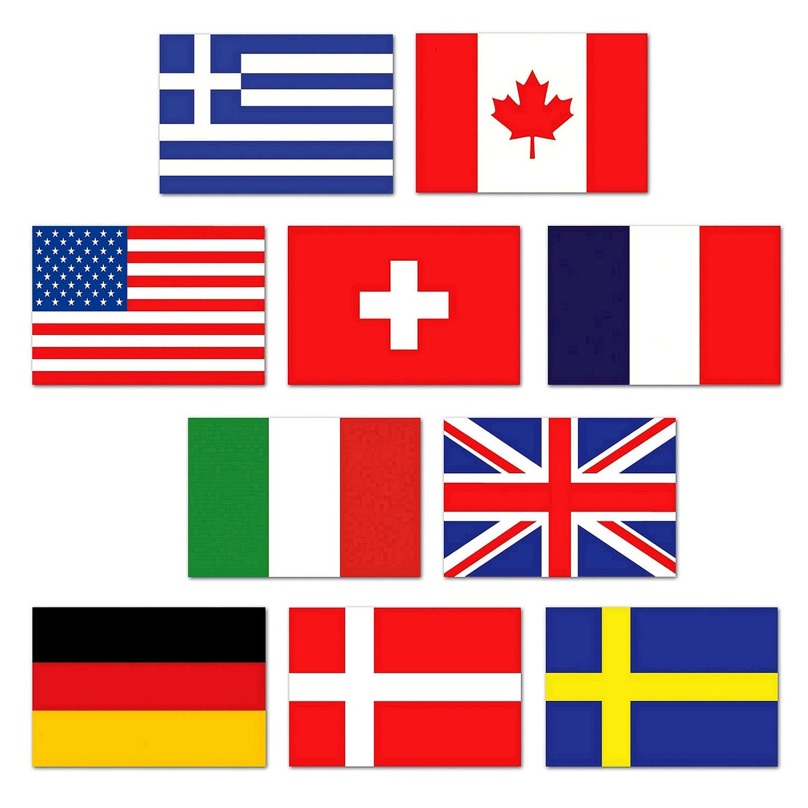 Mini International Flag Cutout Wall Decorations (Pack of 10) 