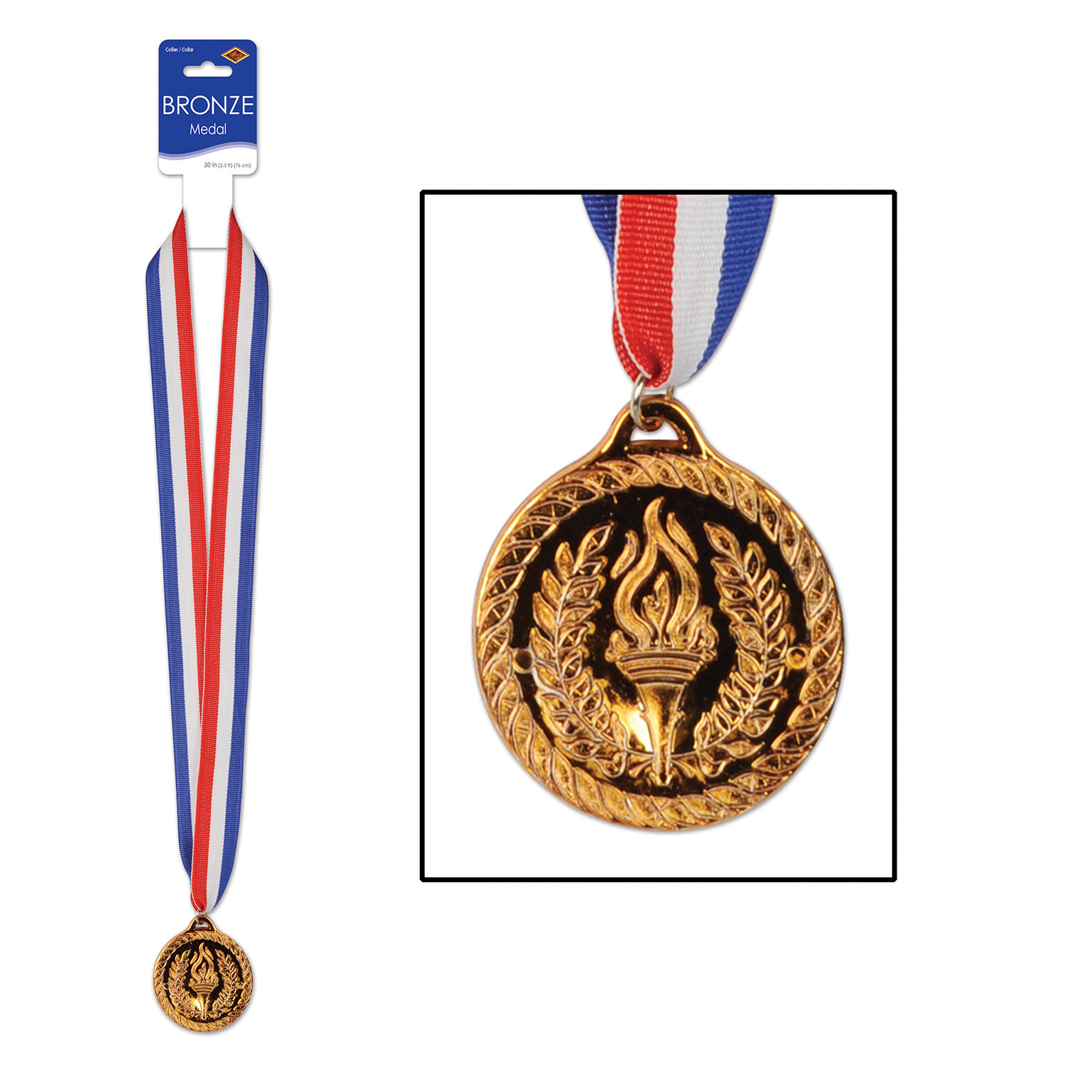 Plastic Olympic Bronze Medal with Ribbon