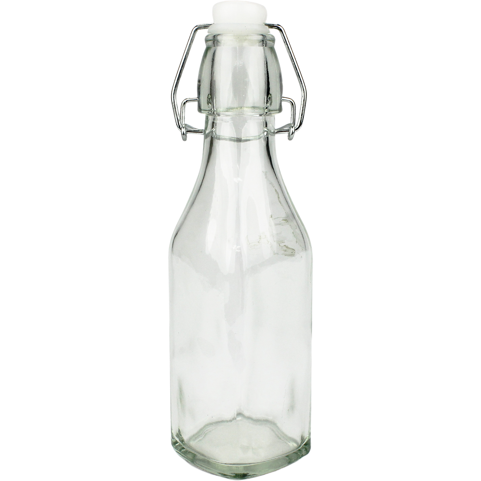 Glass Clip Lock Square Sided Bottle 260ml