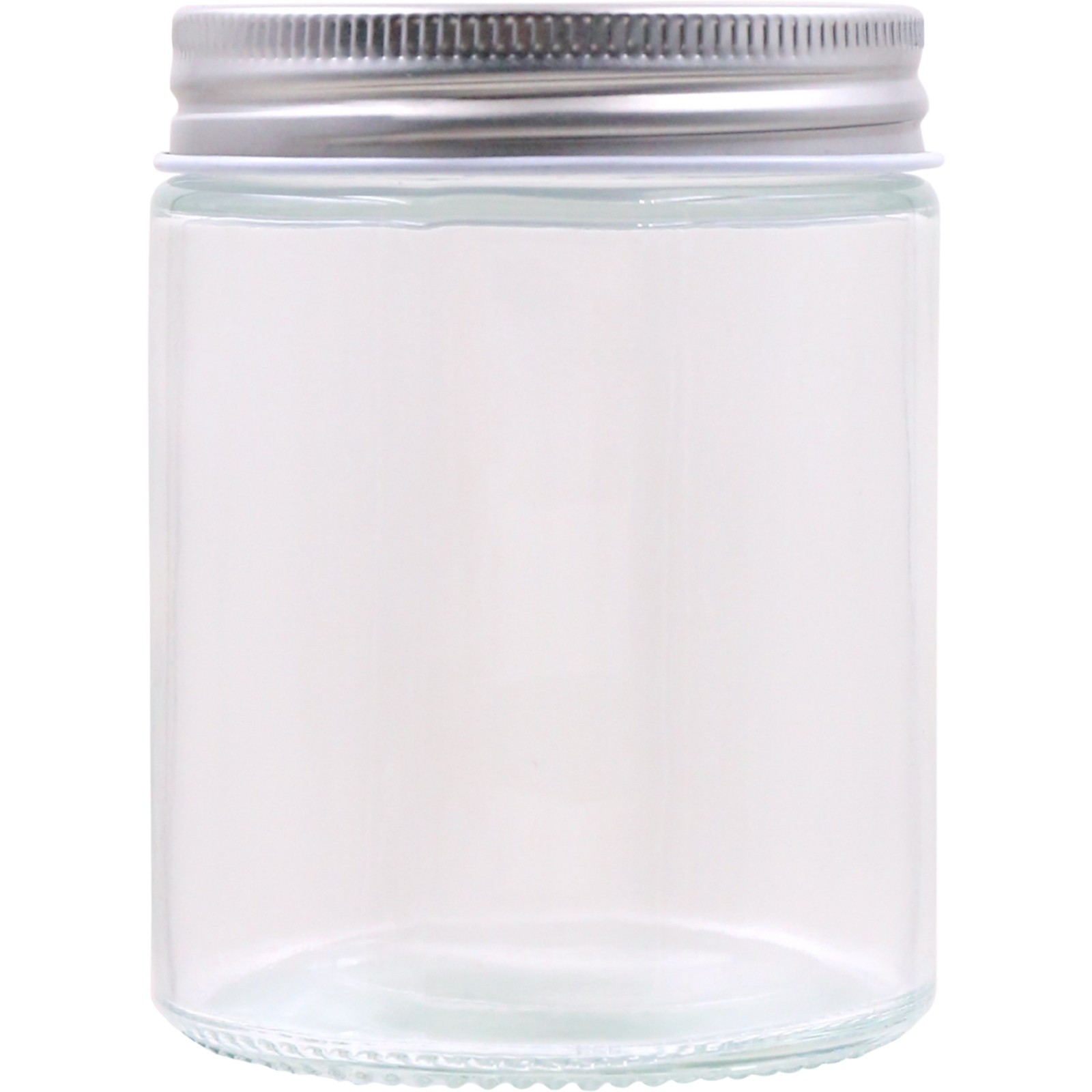 Clear Glass Round Screw Top Jar With Silver Lid 320ml