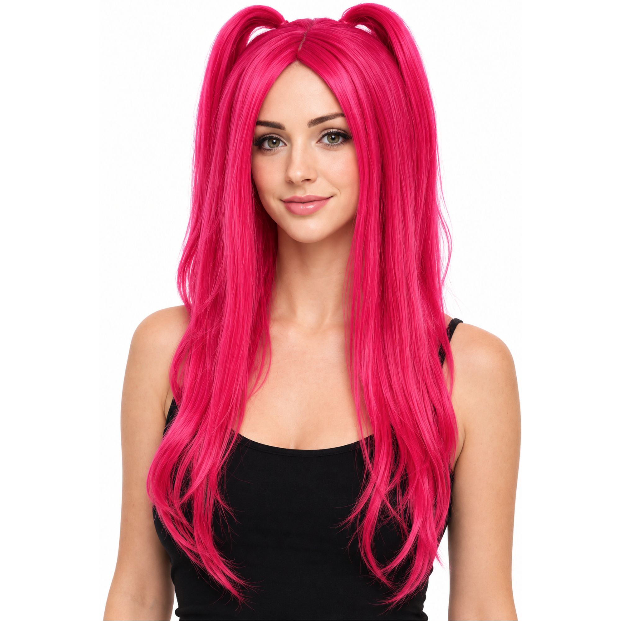 Long Pink Pigtail Wig