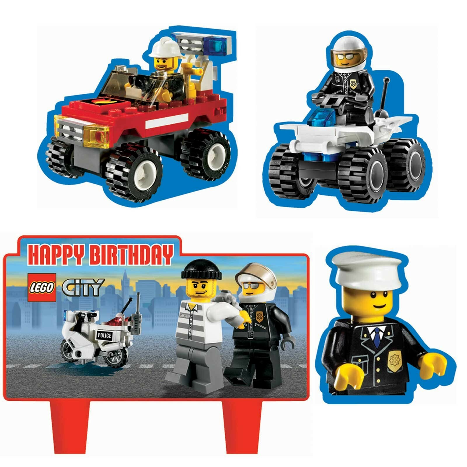 Lego City Mini Cake Decorations (Set of 4)