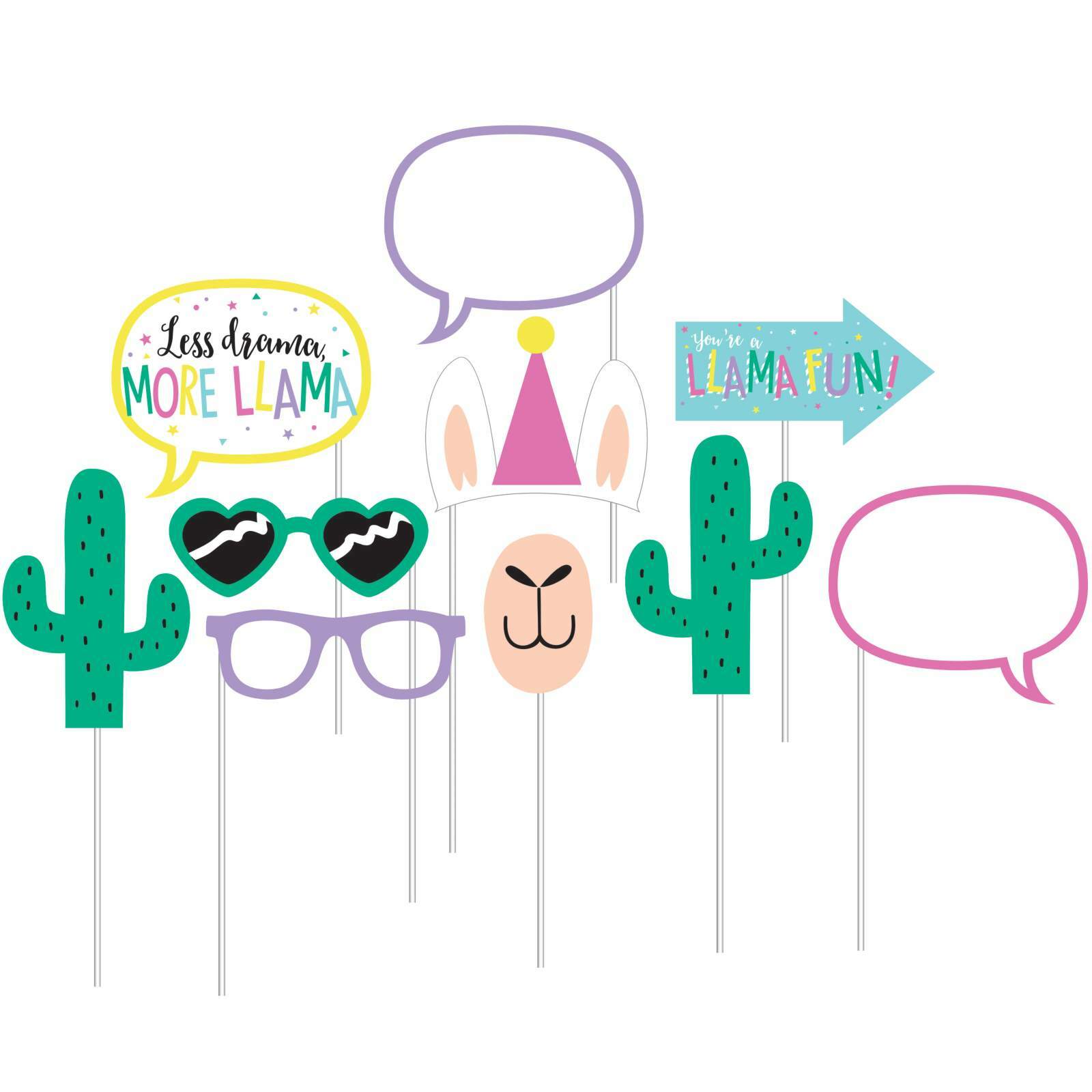 Llama Party Photo Booth Props (Pack of 10)