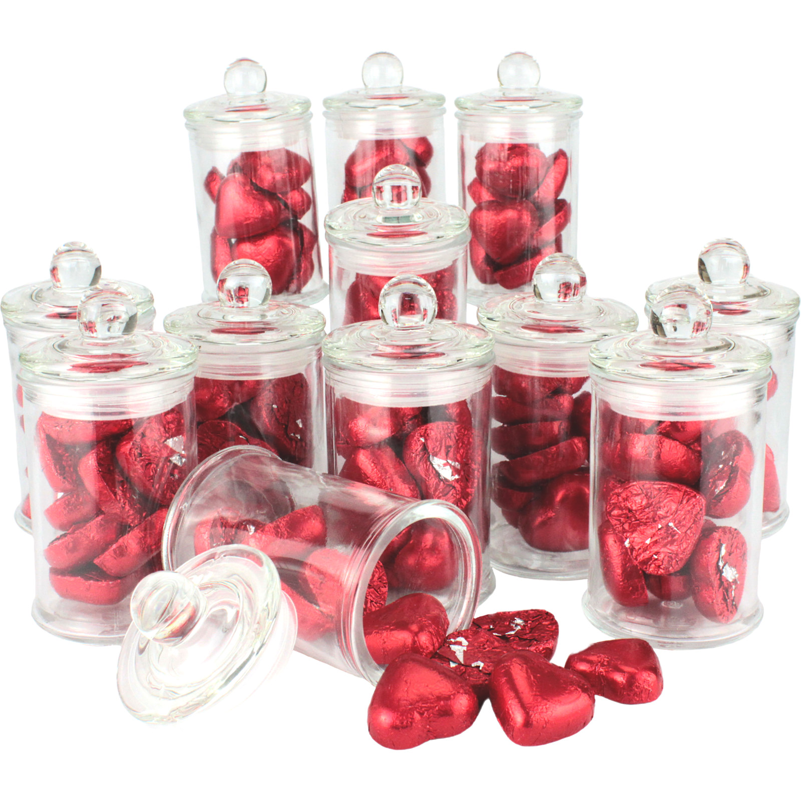 Red Chocolate Hearts In A Jar (Box of 12)