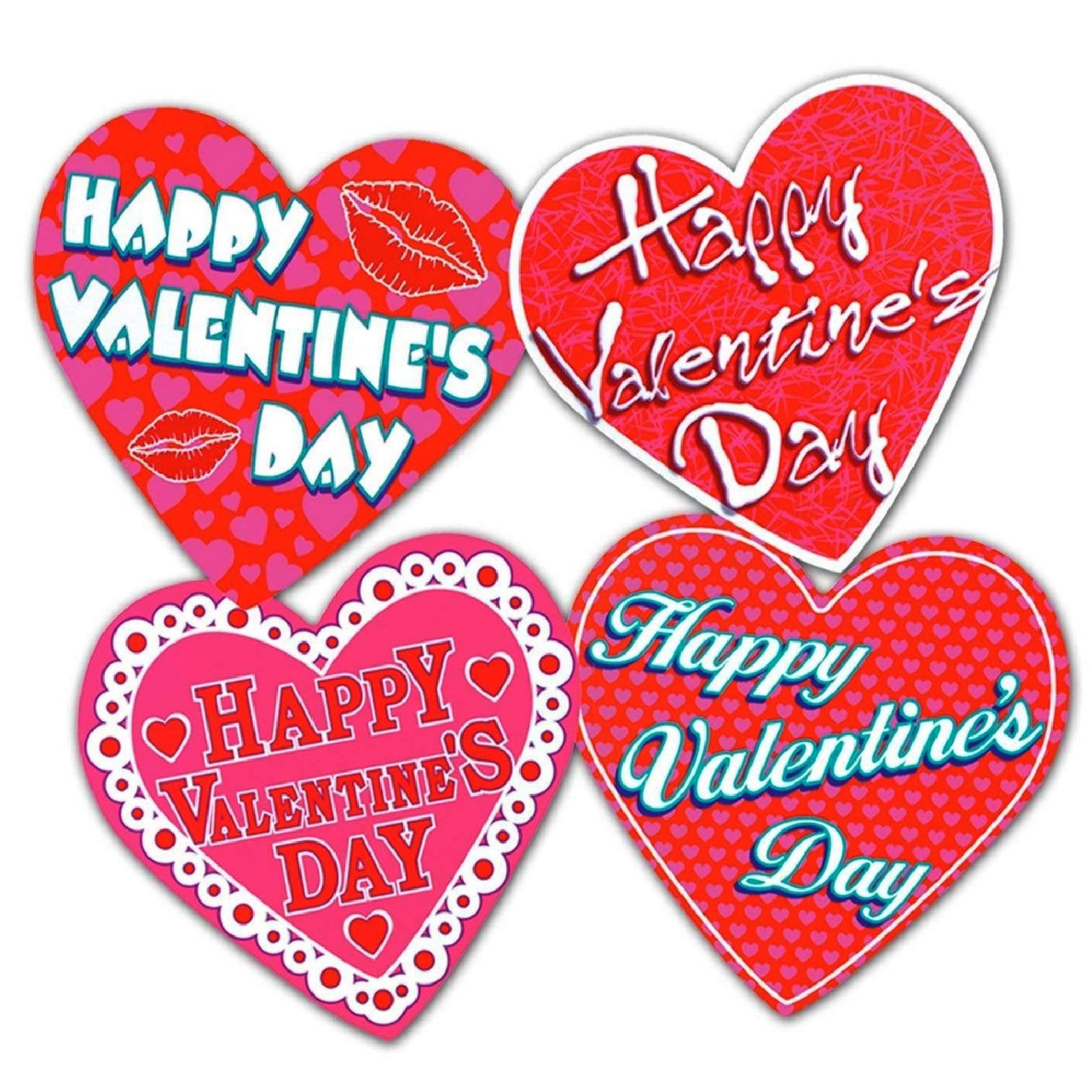 Valentine Heart Cutout Wall Decorations (Pack of 4) 