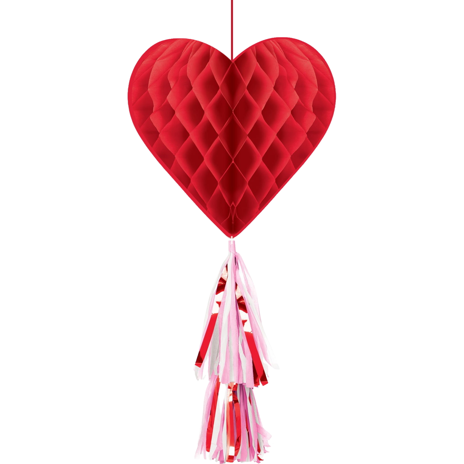 Red Heart Honeycomb Tassel Decoration