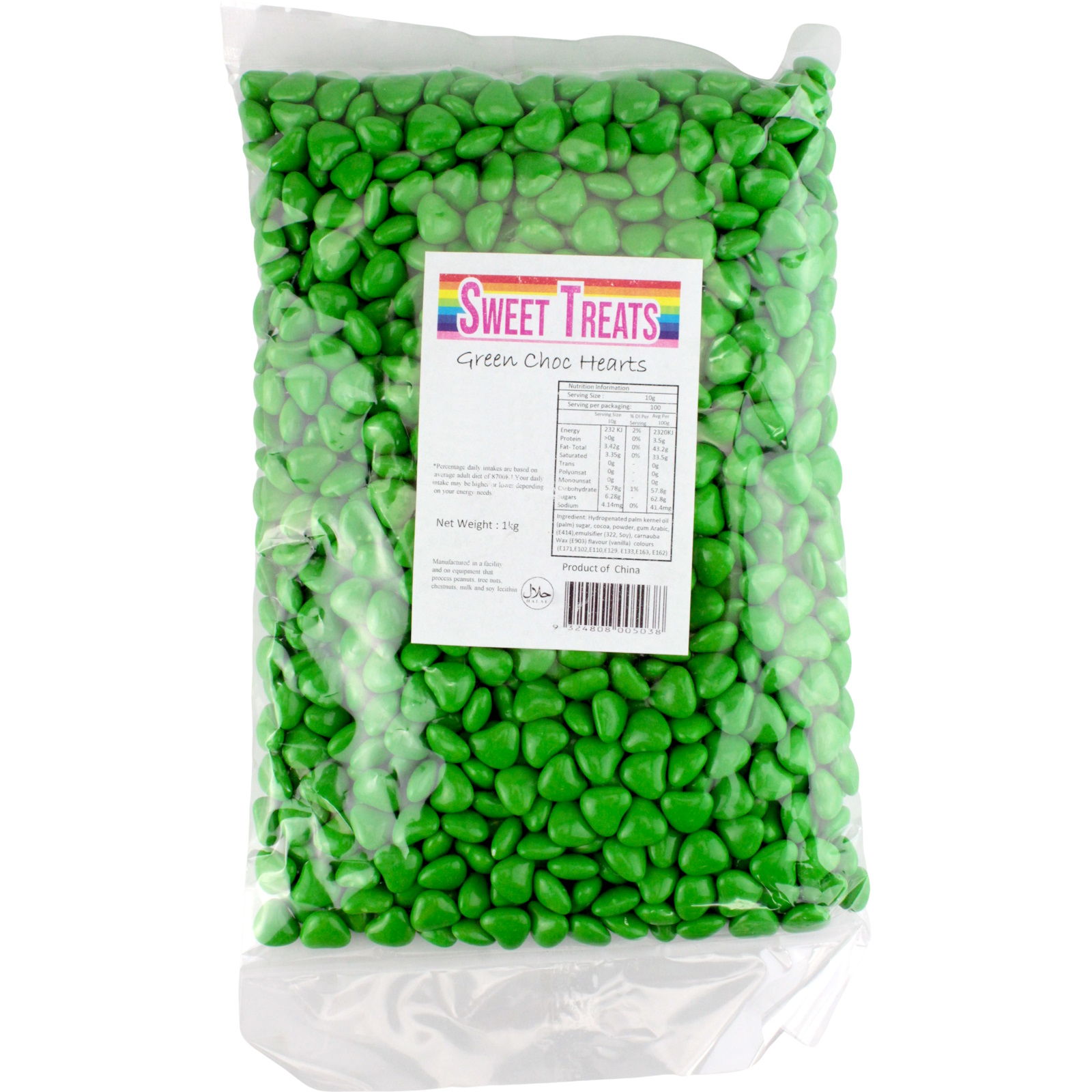 Green Chocolate Hearts (1kg)