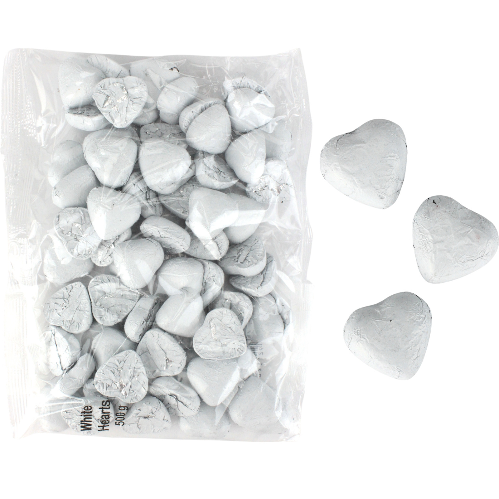 White Chocolate Foil Hearts (500g Bag)