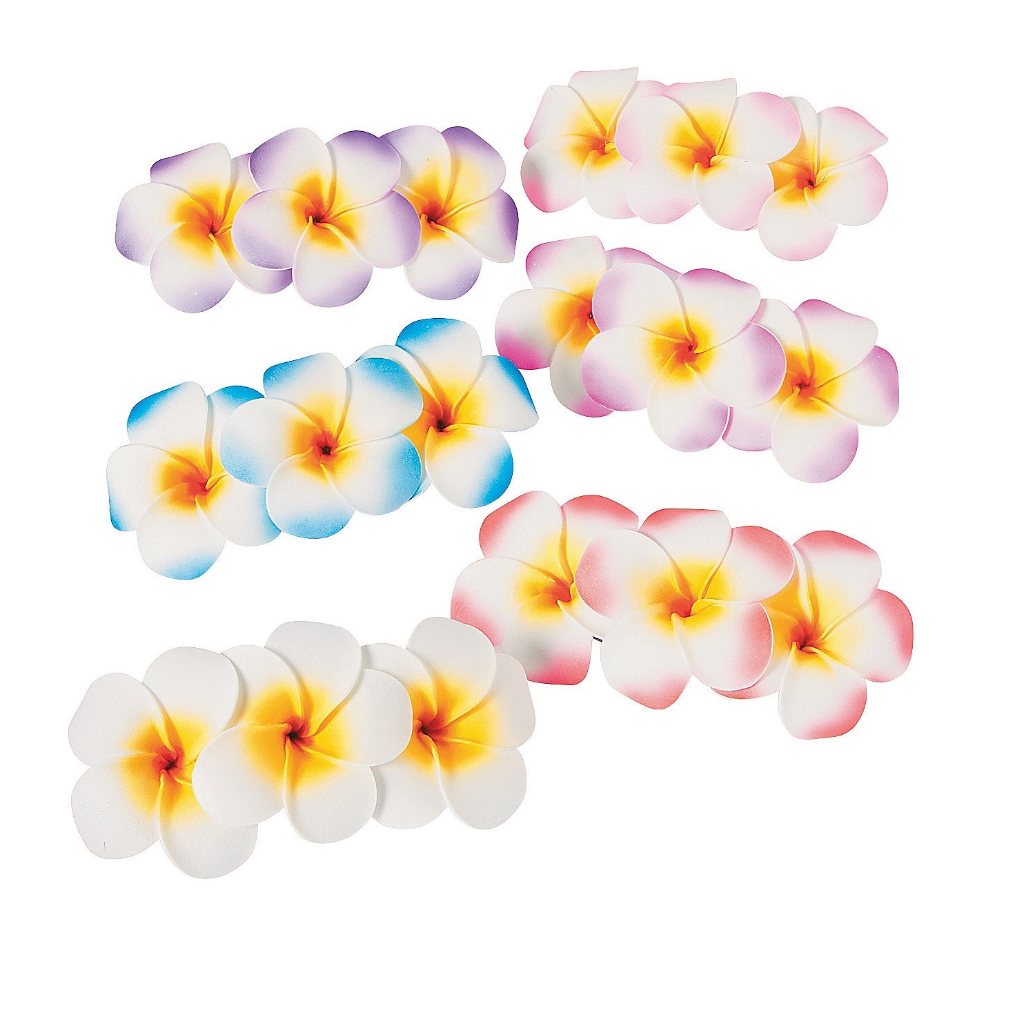 Colourful Frangipani Flower Hair Clips (Pack of 6)