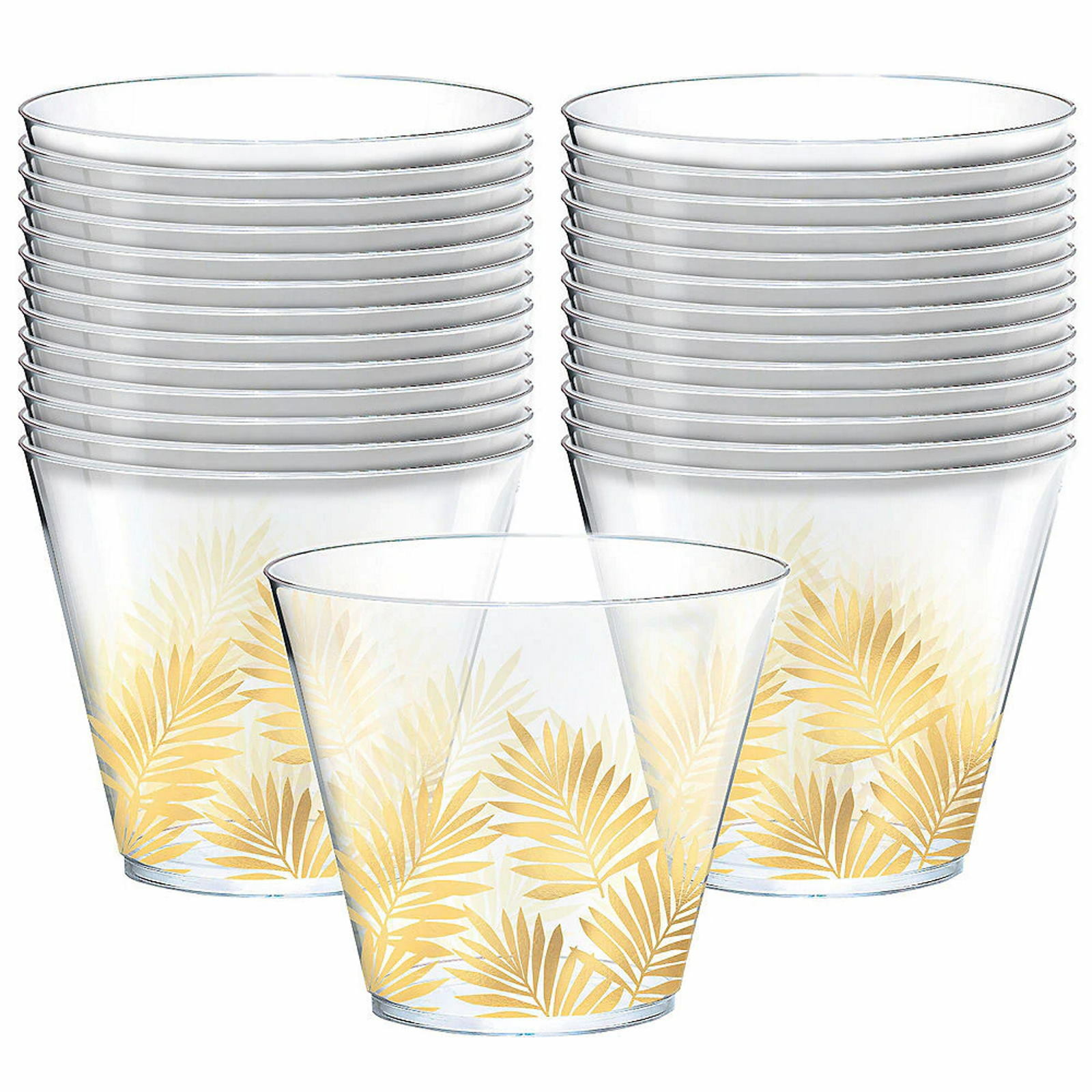 Key West Gold Leaf Plastic Tumbler Cups (Pack of 30)