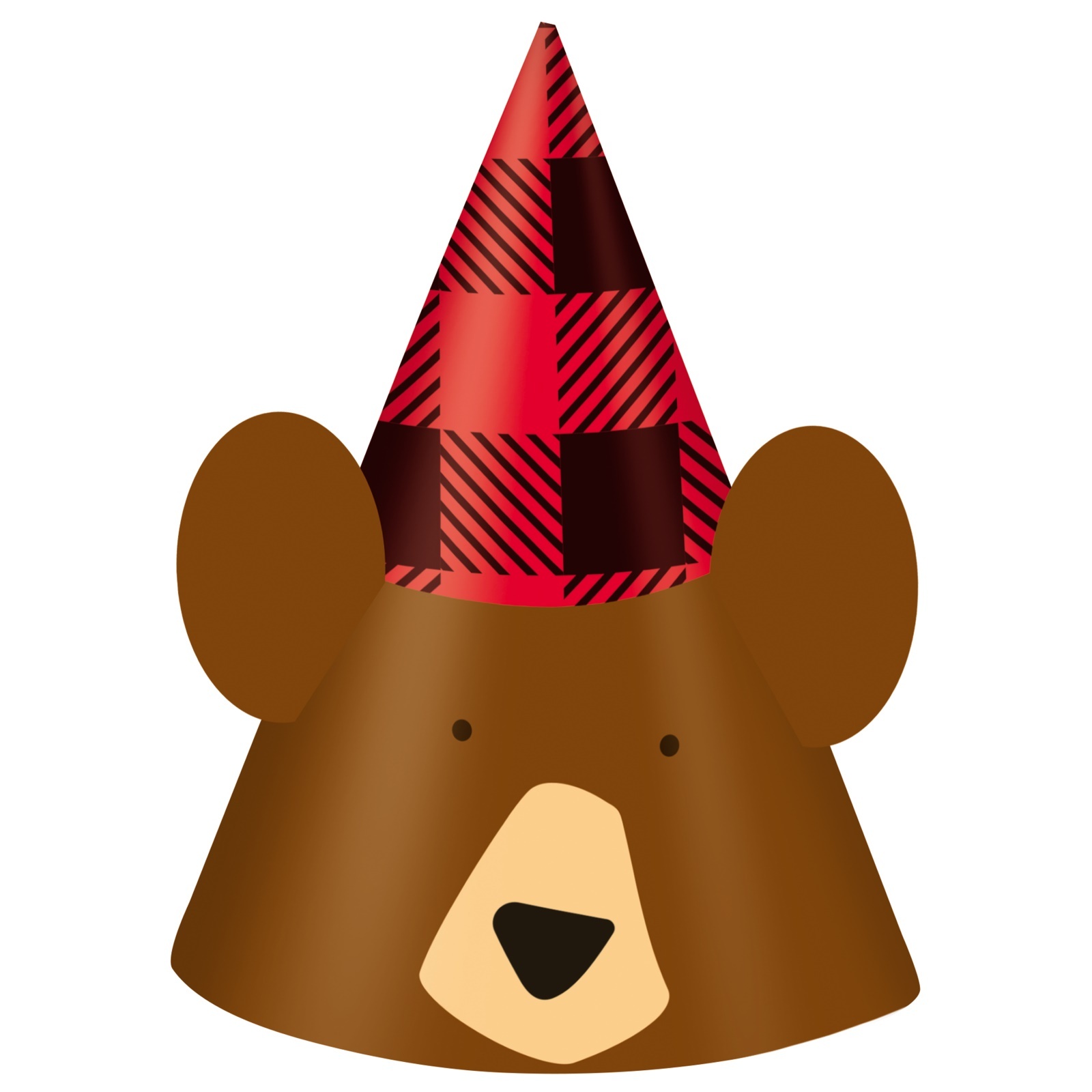 Plaid Lumberjack Bear Party Hats (Pack of 8)