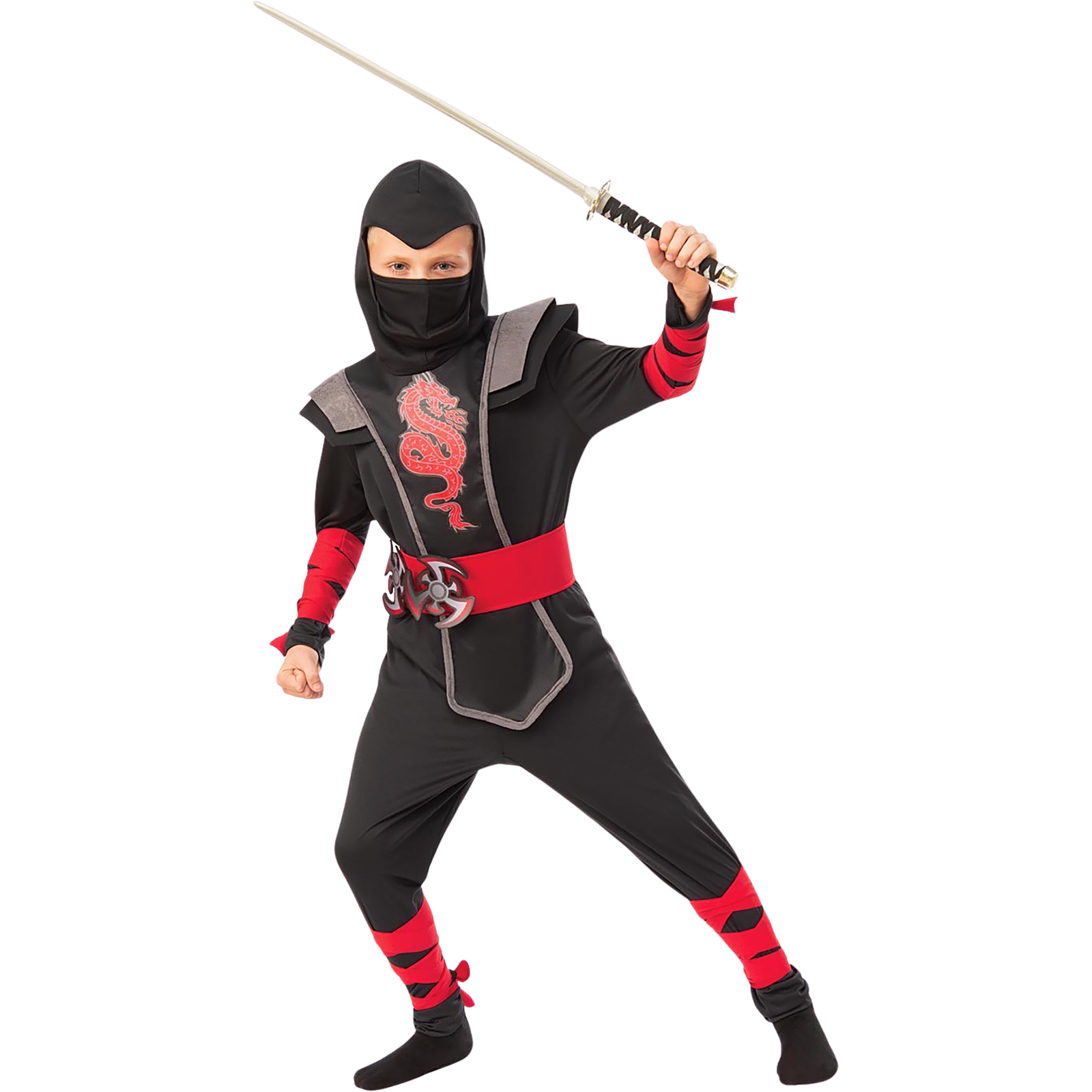 Red Ninja Warrior Boy Costume Medium
