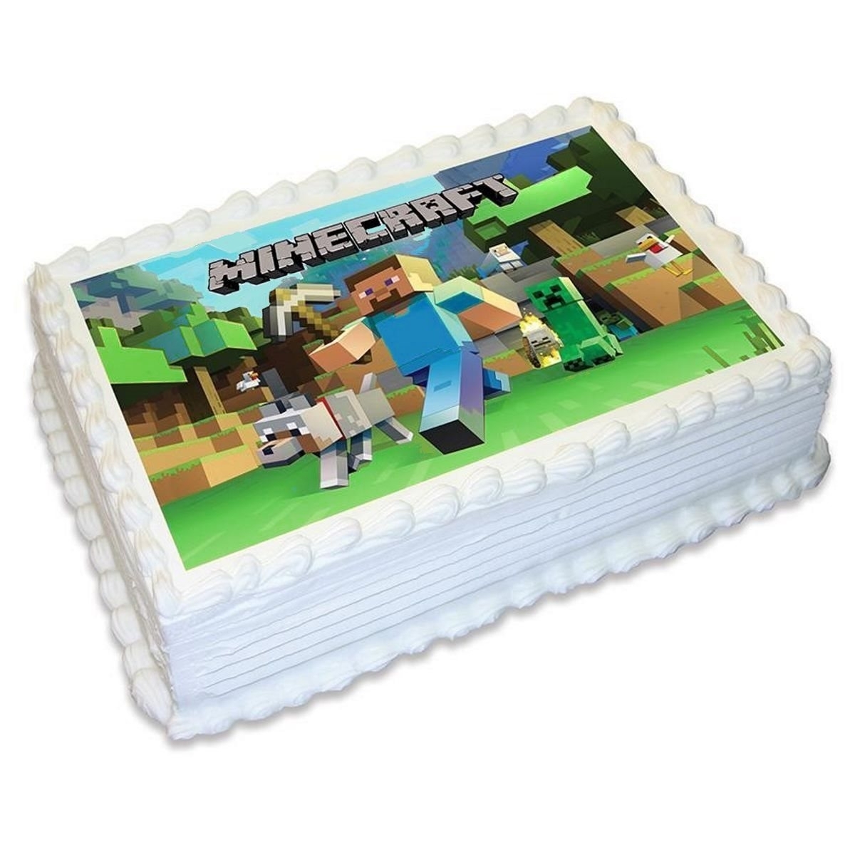 Minecraft Rectangular Edible Icing Cake Decoration
