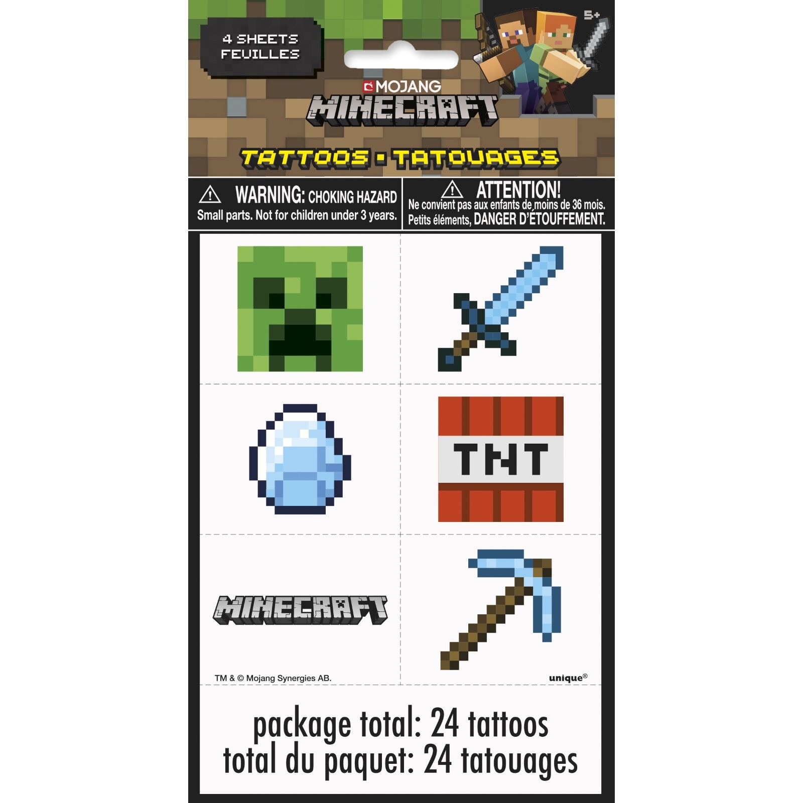 Minecraft Tattoos (Pack of 24)