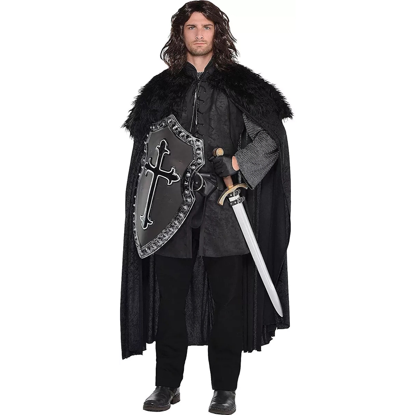 Furry Black Medieval Cloak Adult Costume