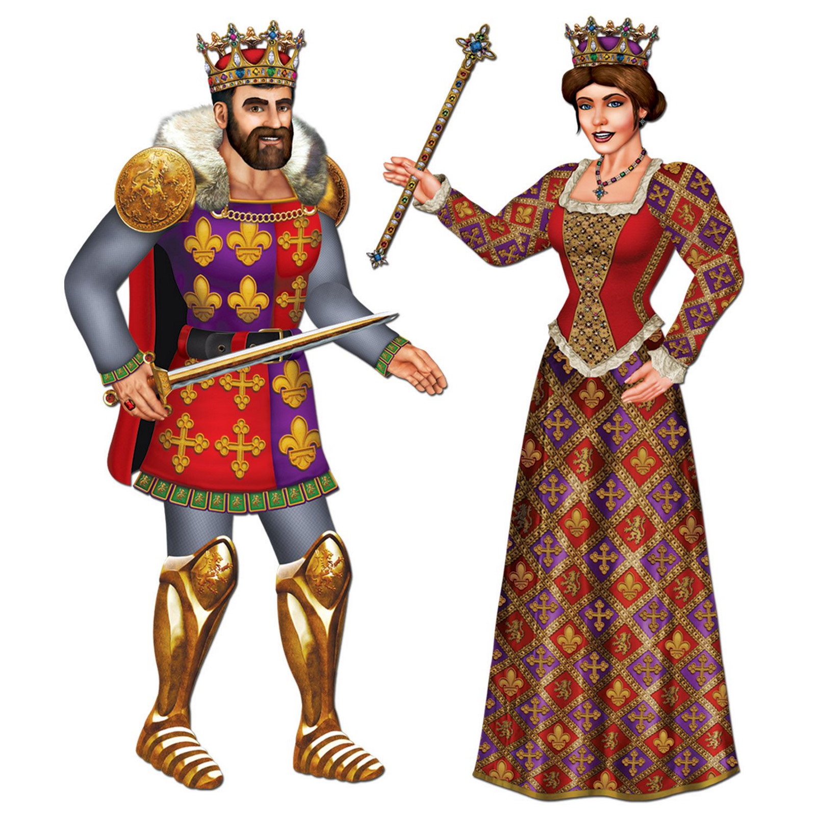 Royal King and Queen Jointed Cutout Decorations 91cm
