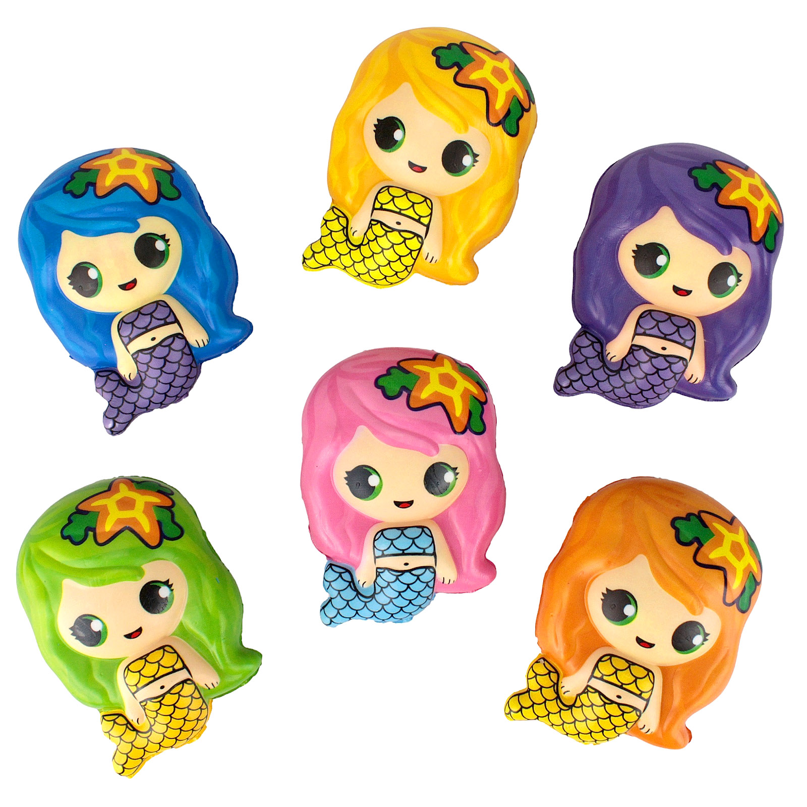 Mermaid Squishy Toys (Pack of 6)