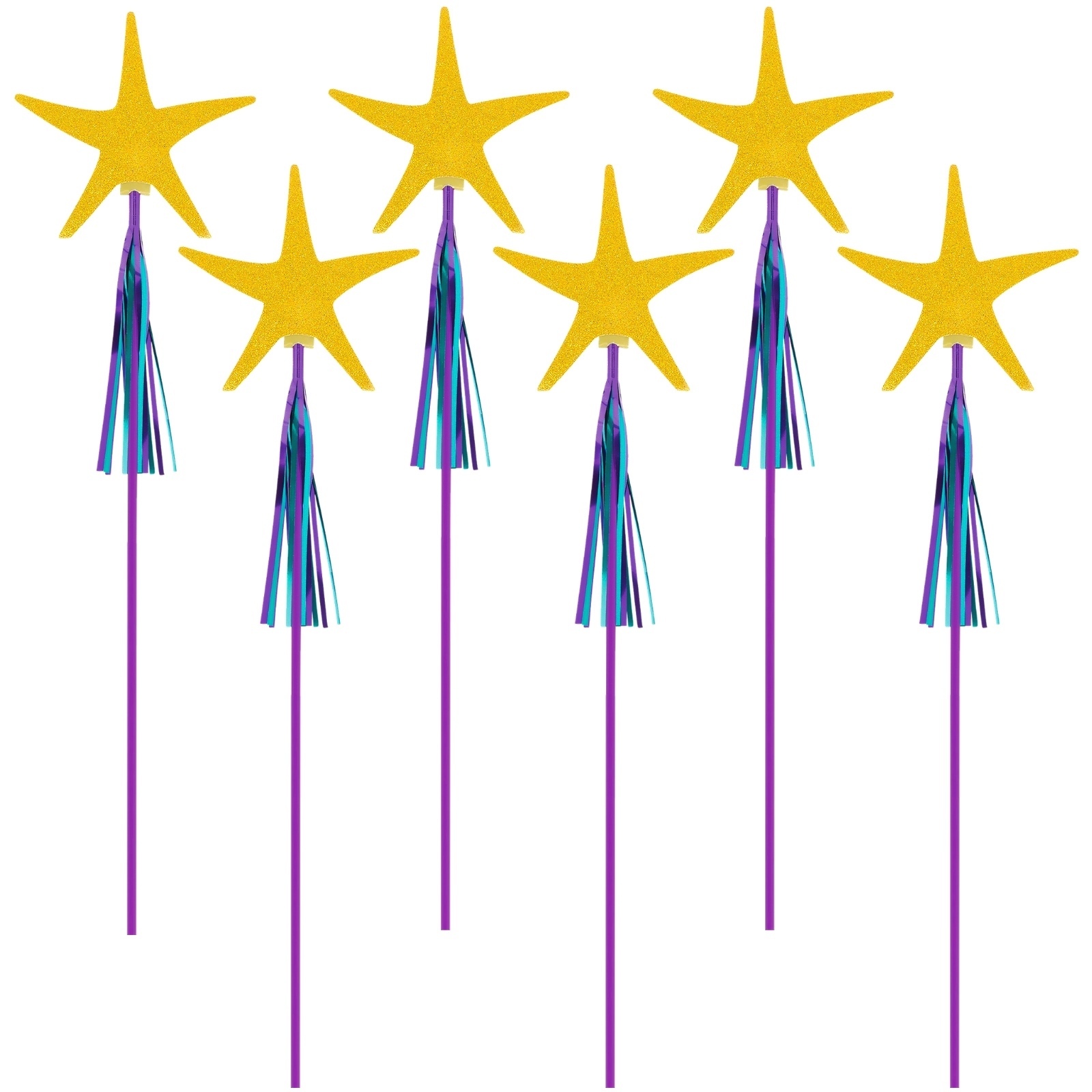Mermaid Wishes Glitter Starfish Wands (Pack of 6)