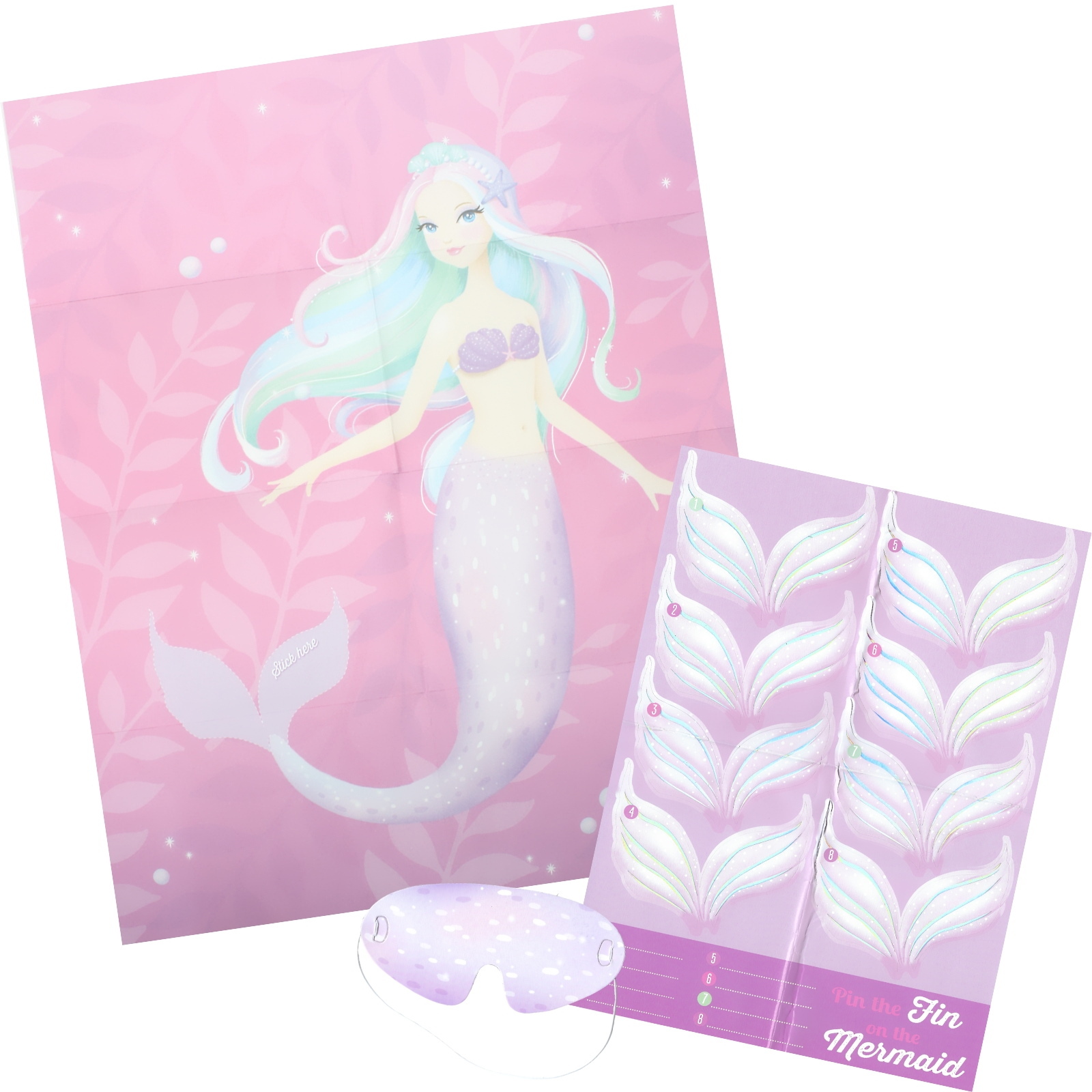 Holographic Mermaid Pin the Tail Party Game