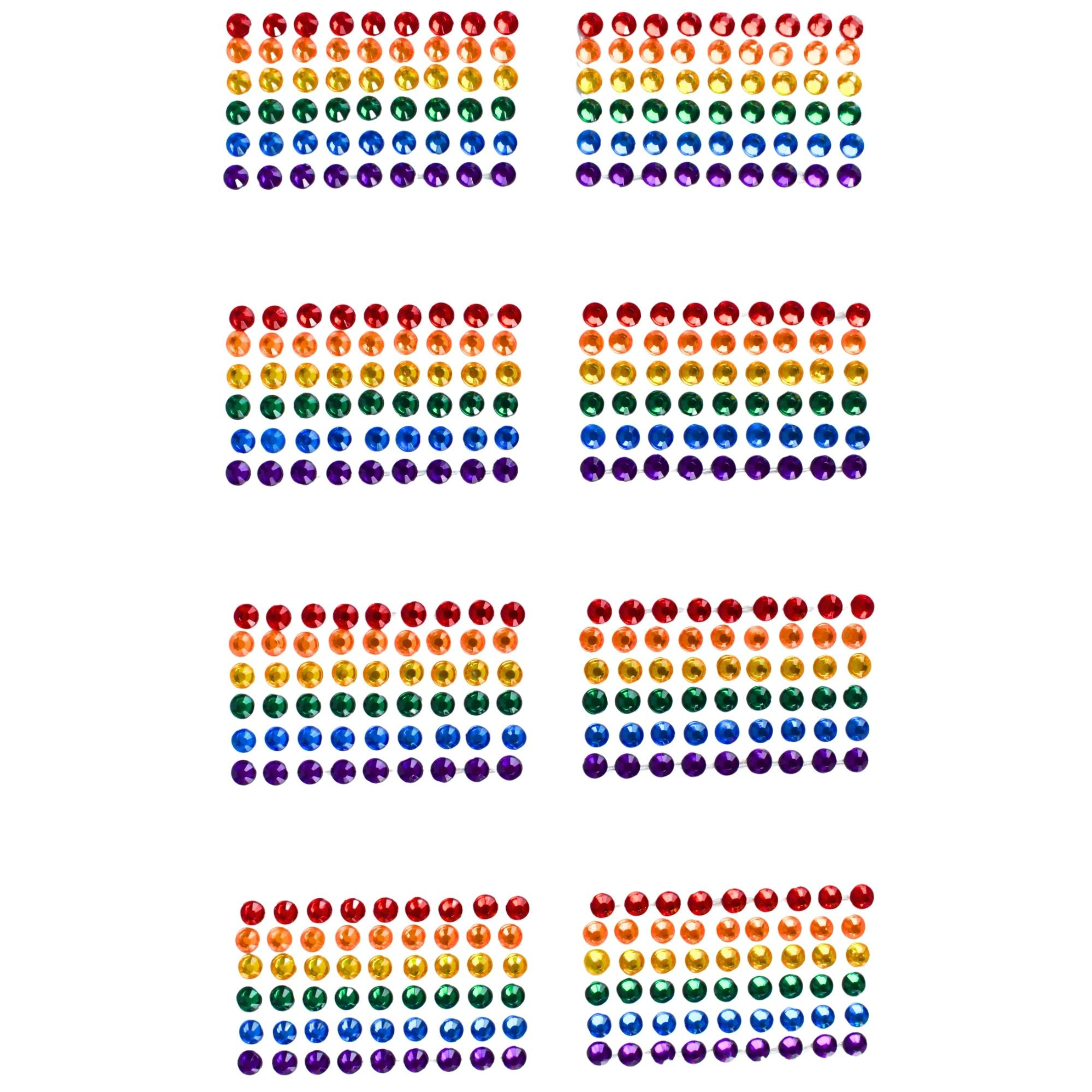 Rainbow Diamante Rectangle Stickers (Pack of 8)