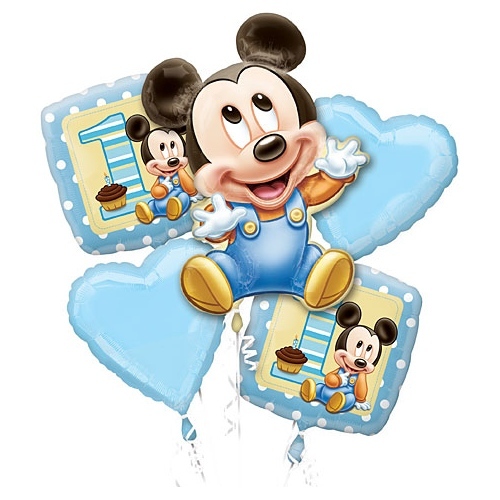 Mickey Mouse 1st Birthday Helium Balloon Bouquet