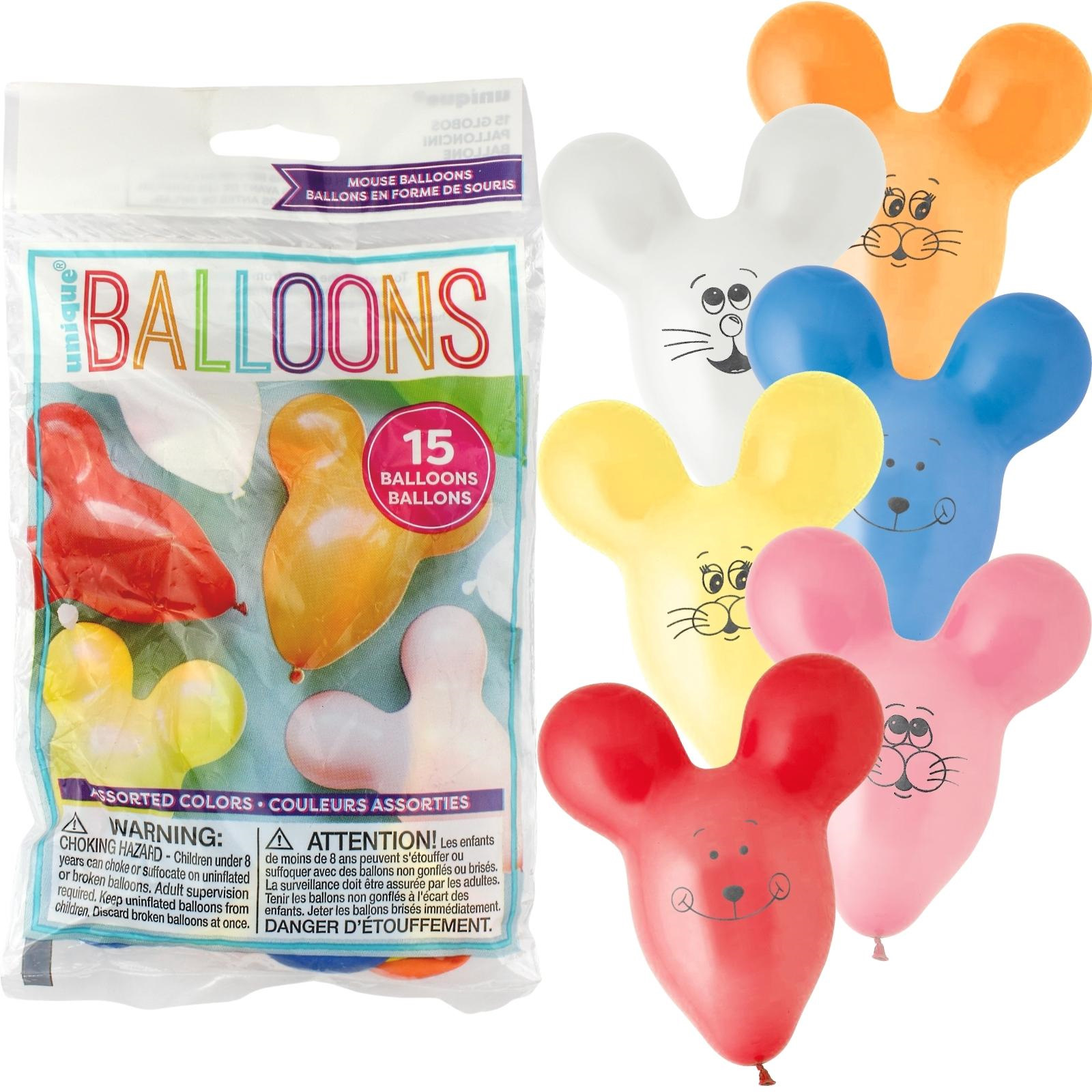 Assorted Coloured Mouse Balloons (Pack of 15)