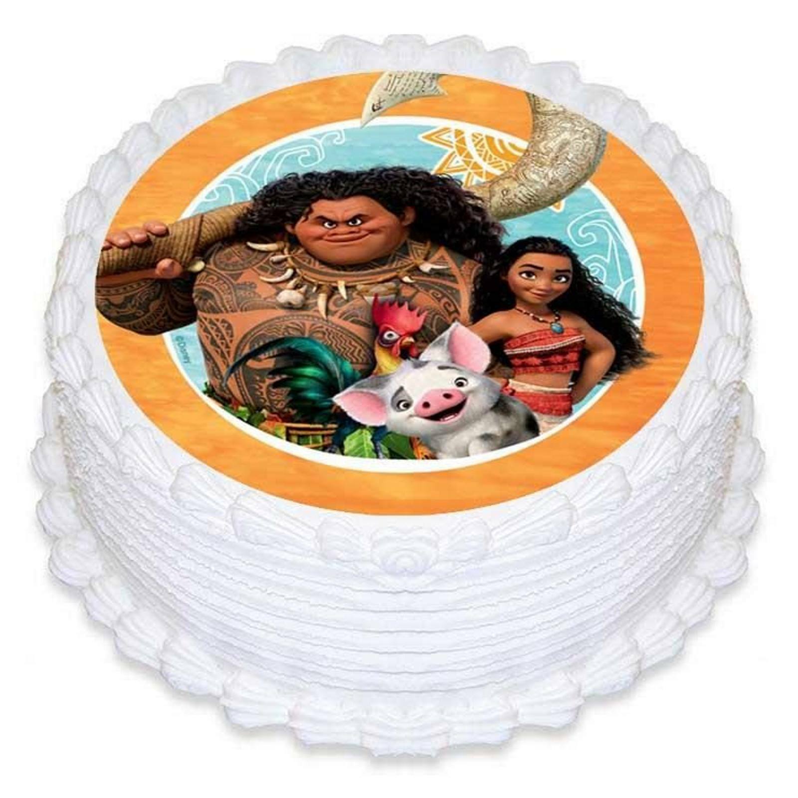 Moana Round Edible Icing Cake Decoration