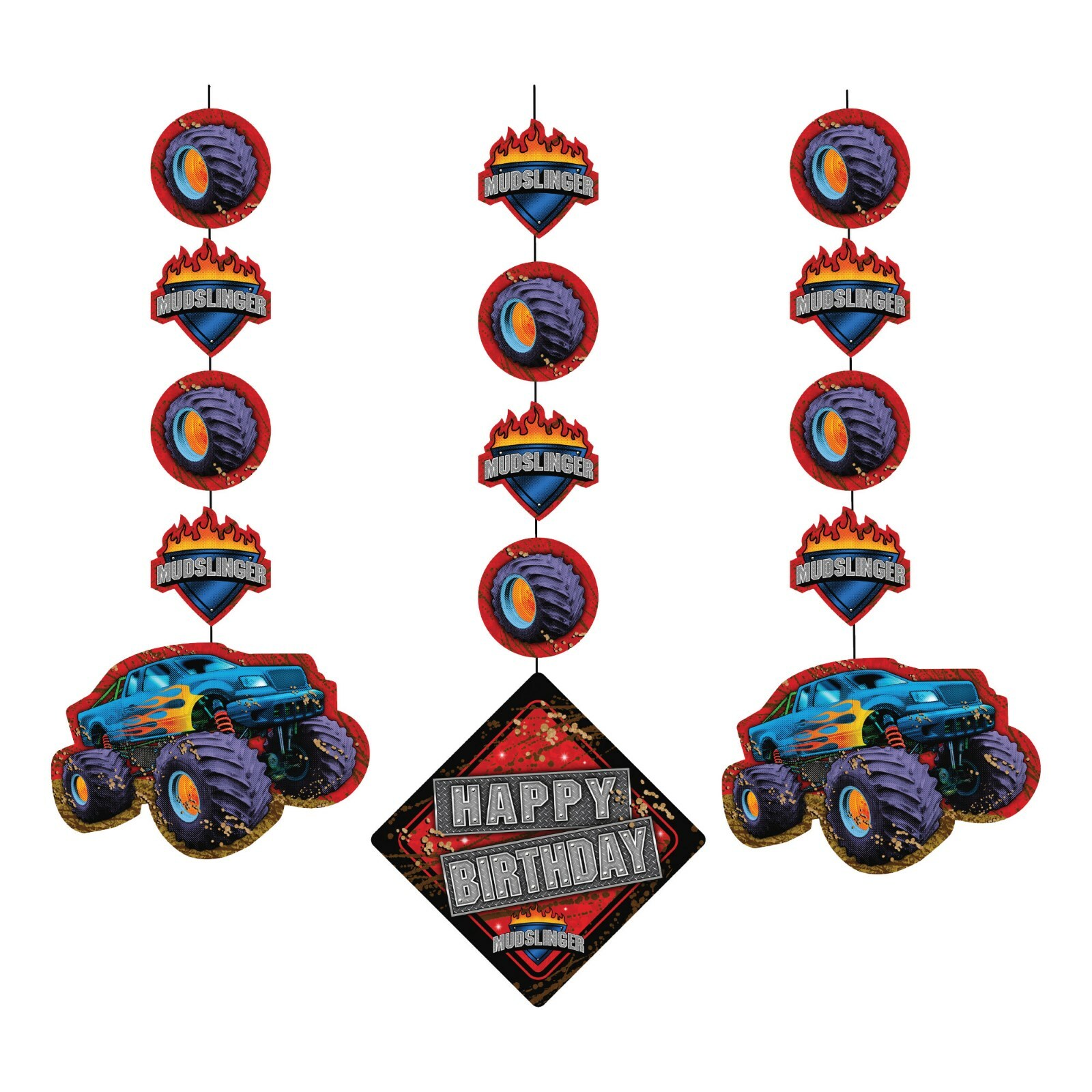 Monster Truck Hanging Decorations (Pack of 3)