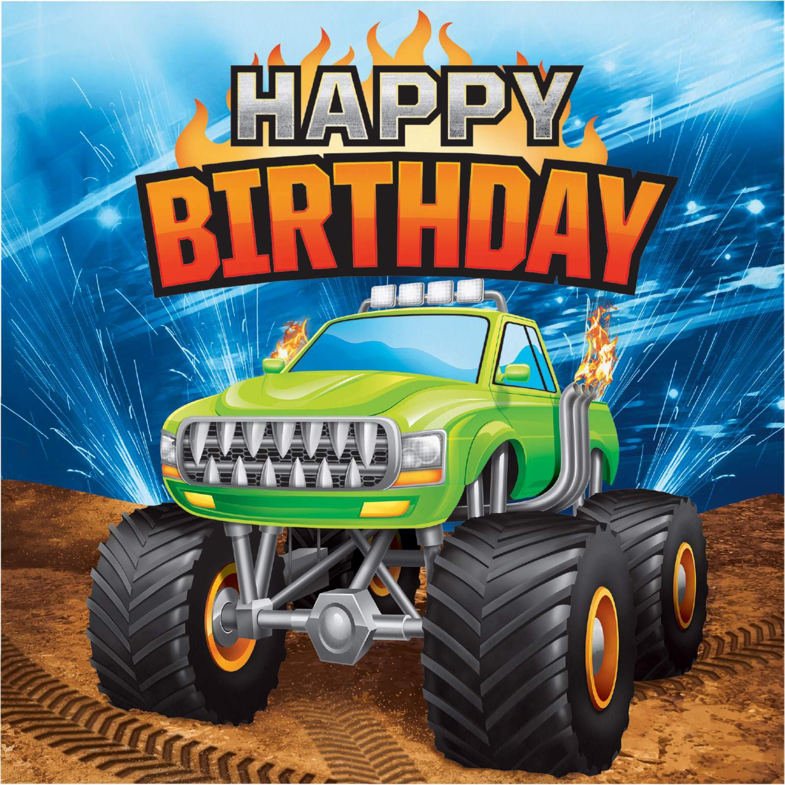 Monster Truck Rally Happy Birthday Large Napkins / Serviettes (Pack of 16)