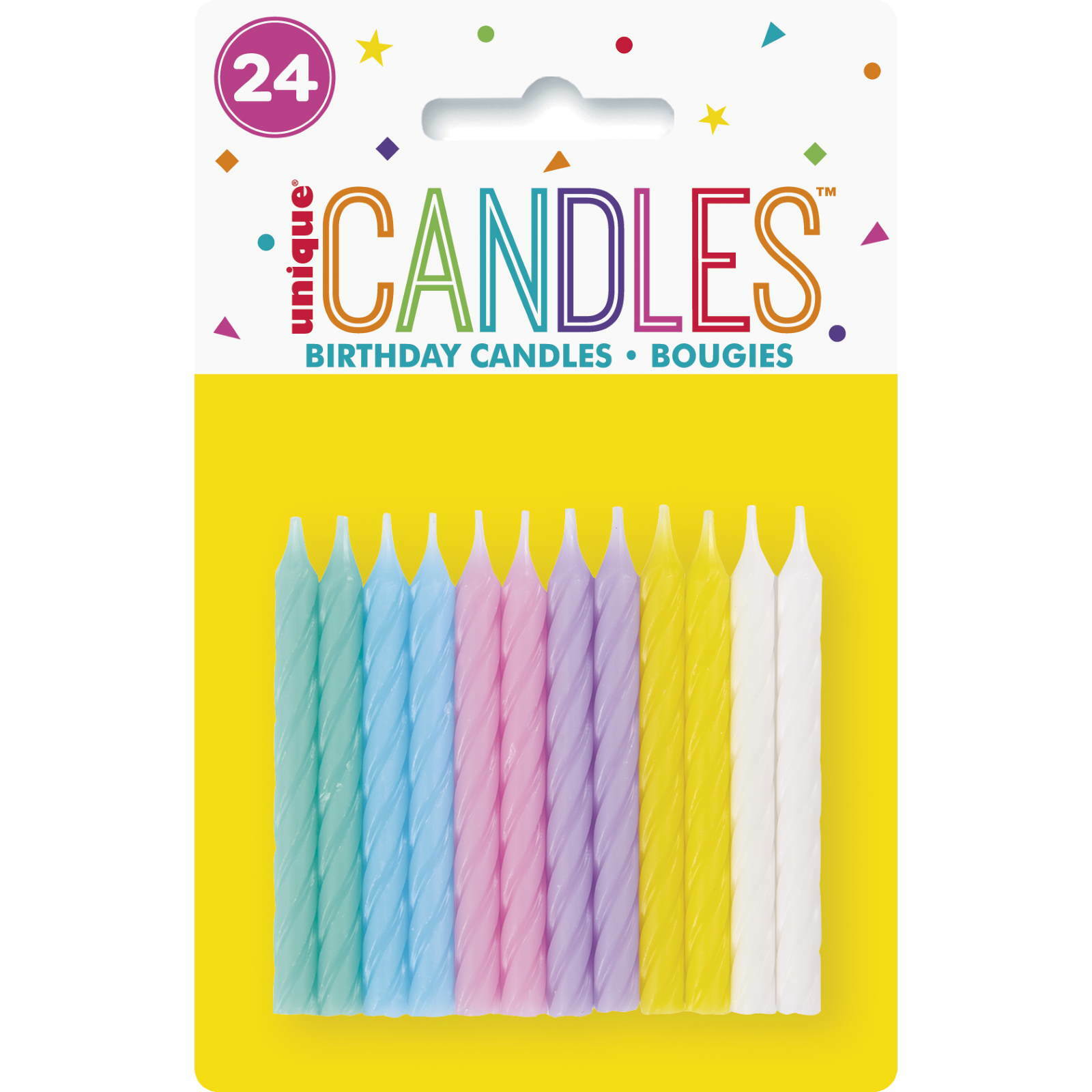 Assorted Spiral Pastel Candles (Pack of 24)