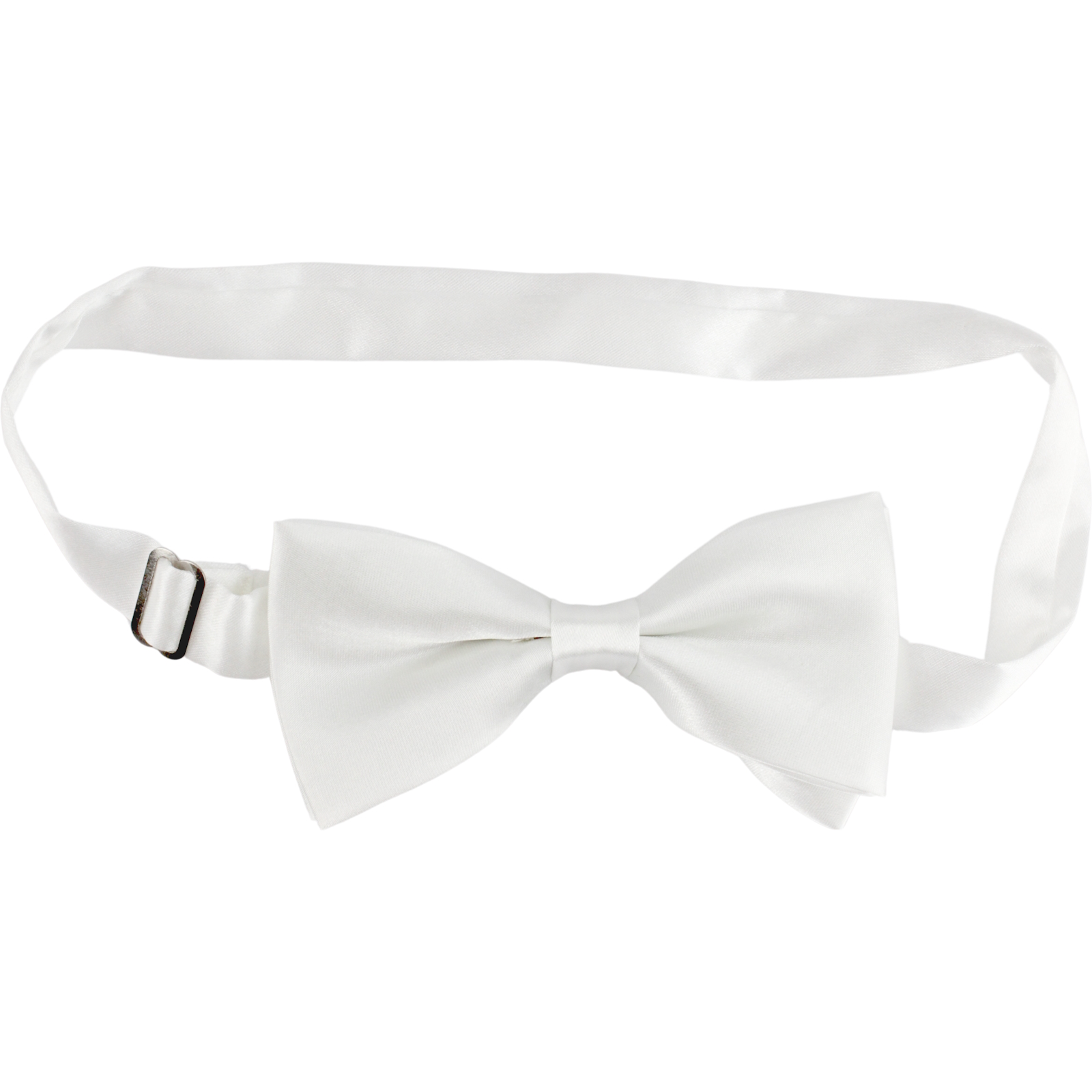 White Satin Clip On Bow Tie