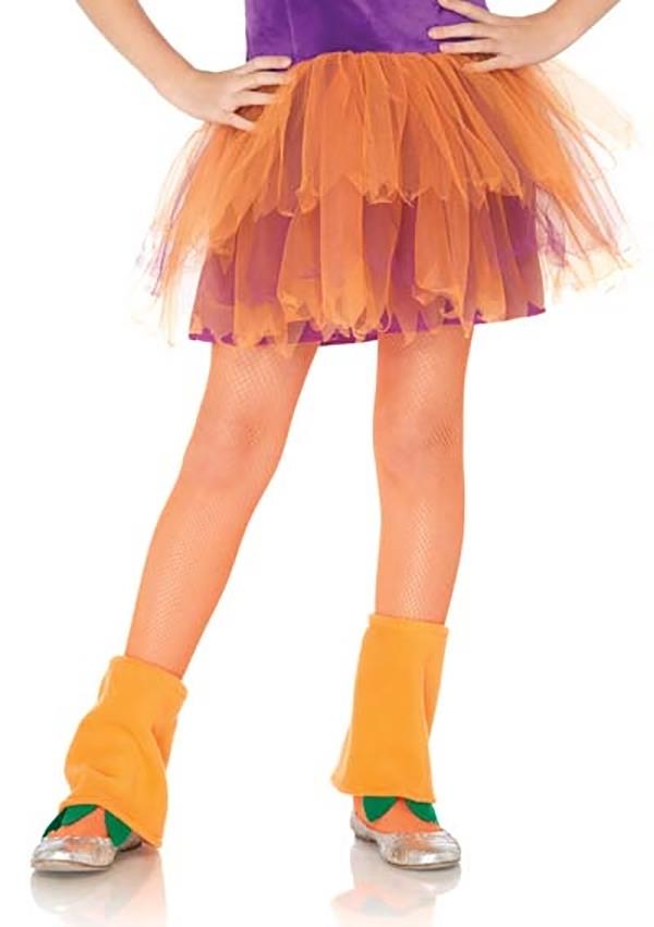 Neon Orange Fishnet Child Tights