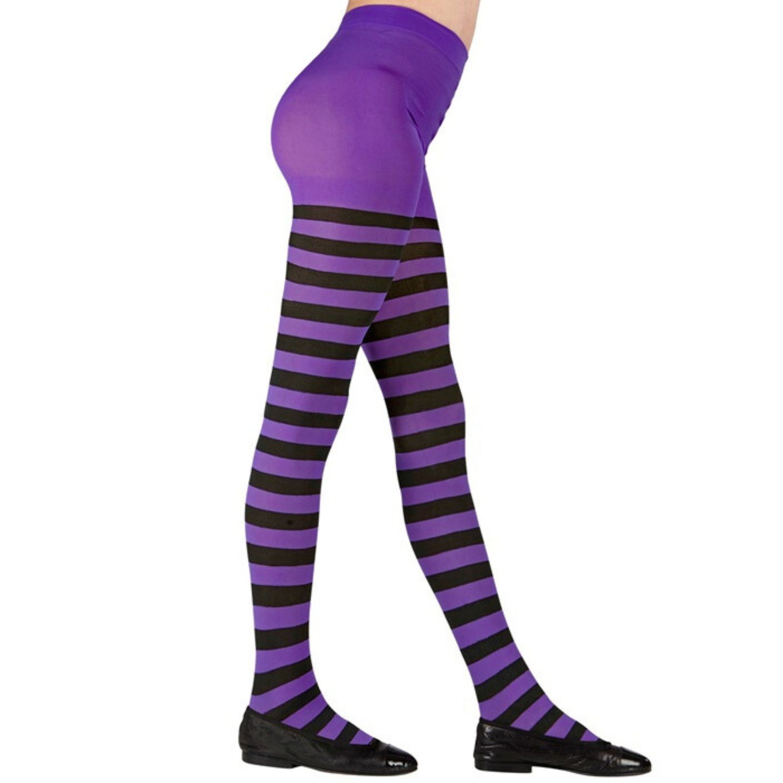 Kids Striped Purple and Black Stockings 7-10 Years
