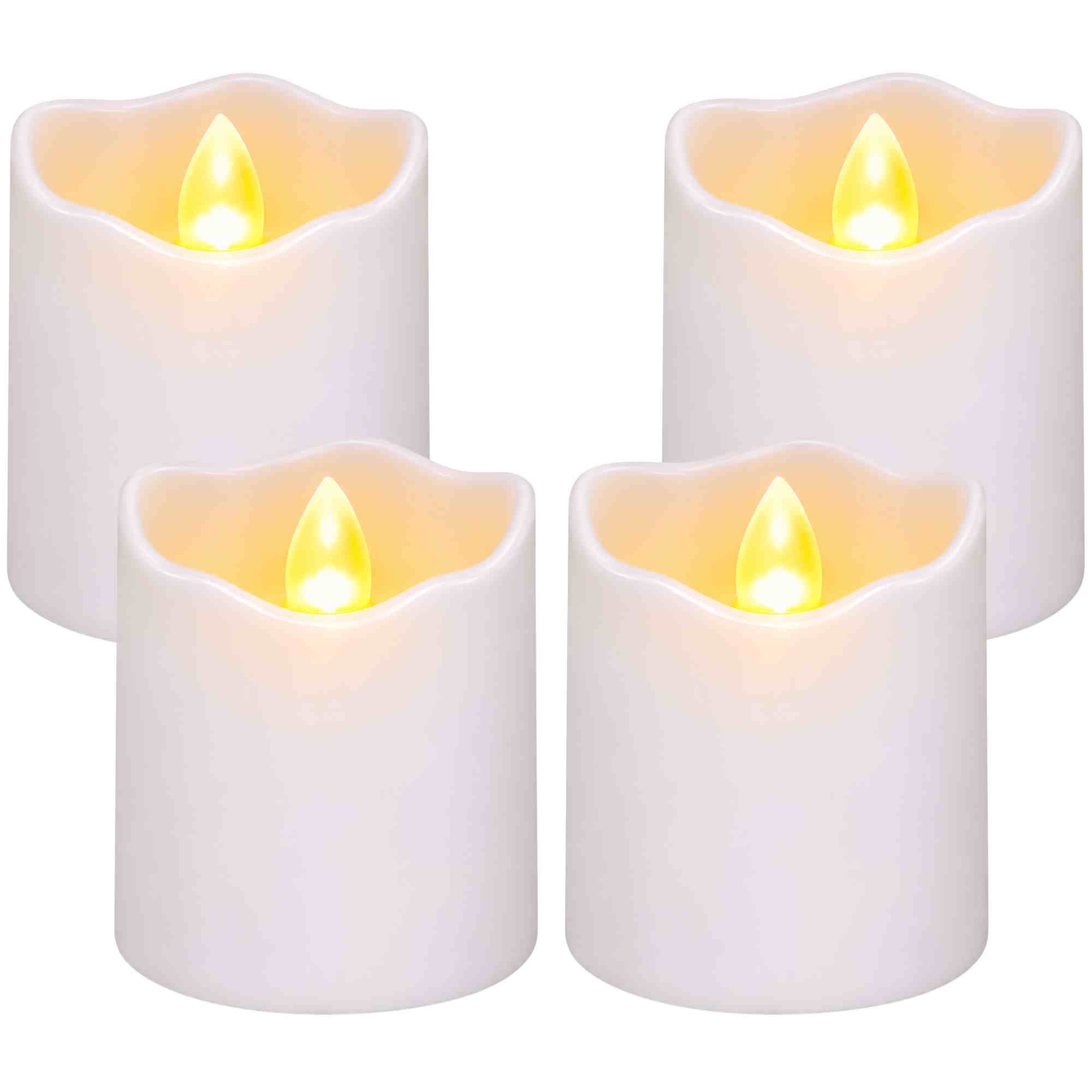 Warm White LED Melted Edge Tealight Candles (Pack of 4)