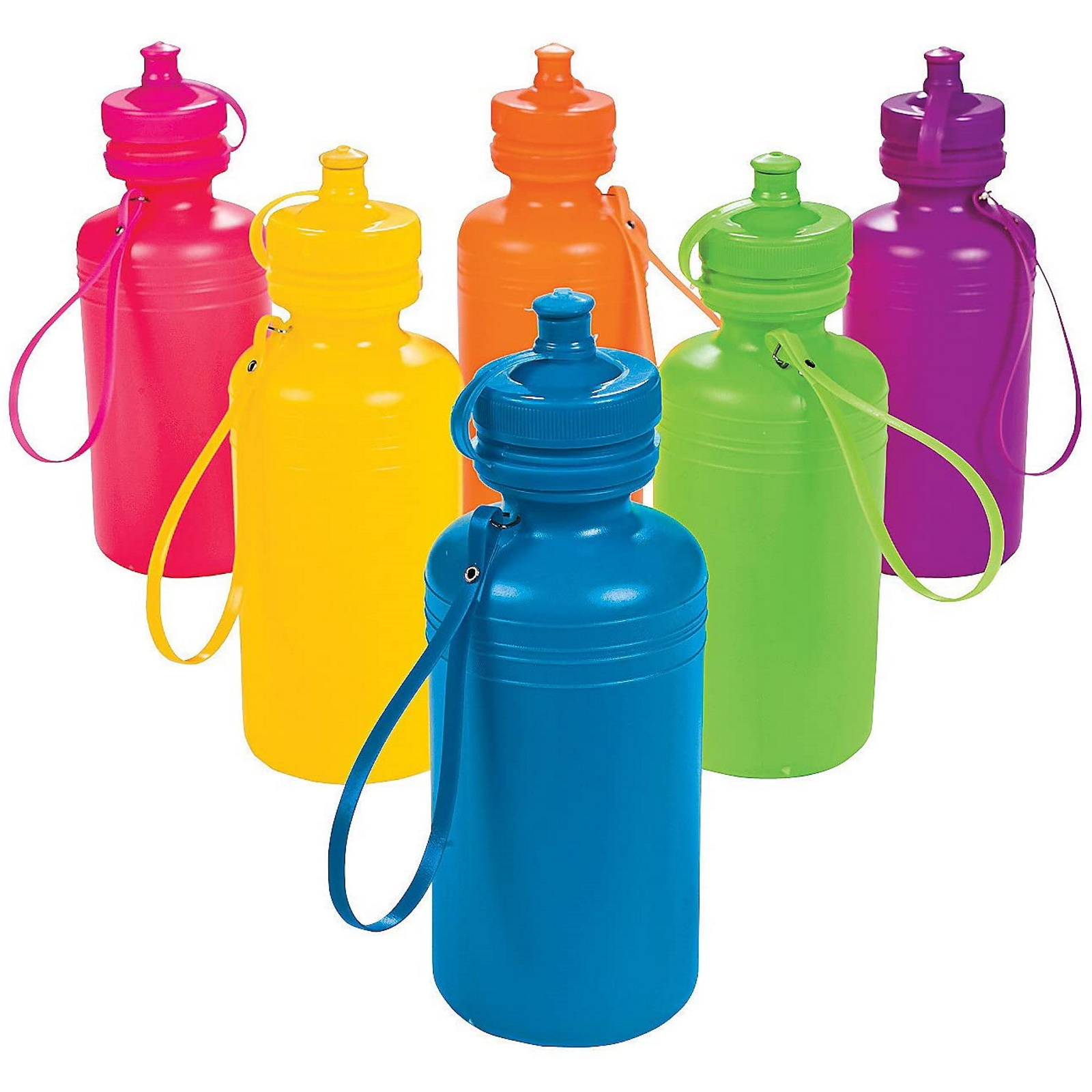 Neon Plastic Drink Bottles (Pack of 12)